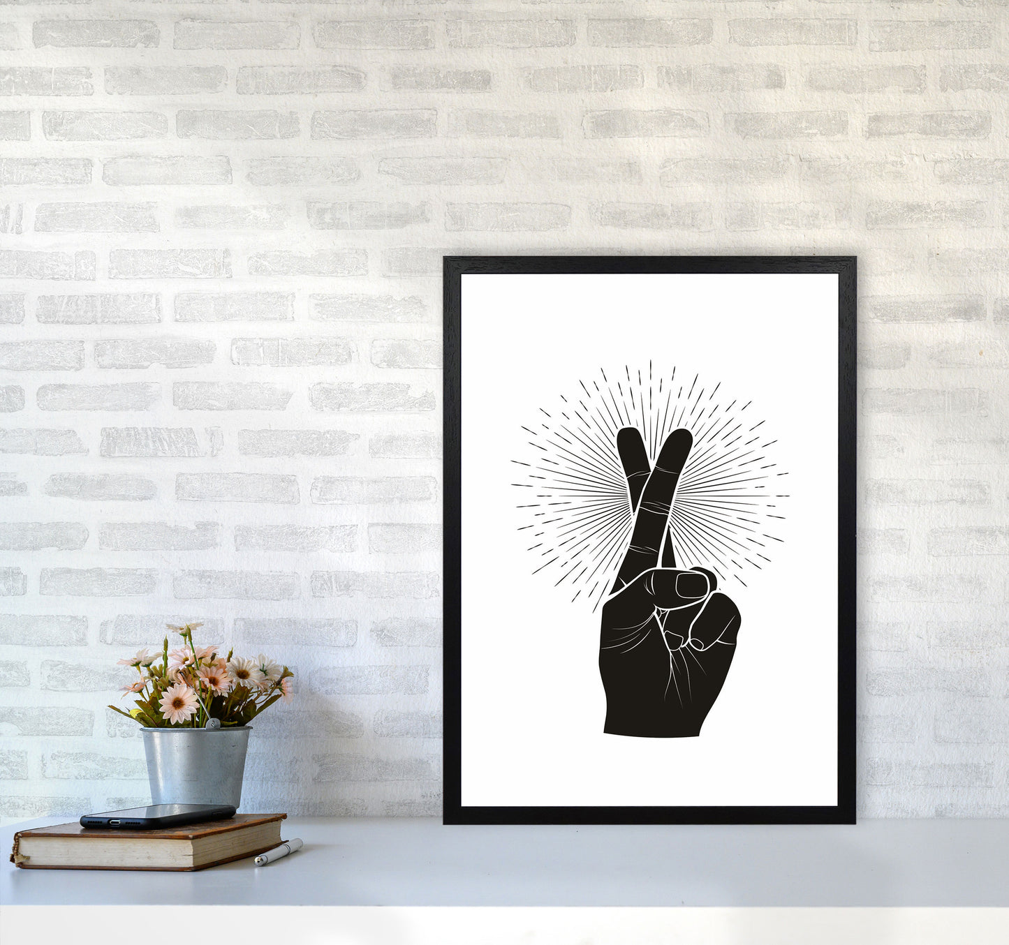 Fingers Crossed Art Print by Jason Stanley A2 White Frame