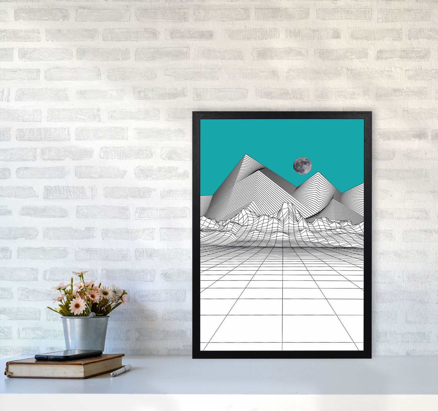 White Moon Rise Art Print by Jason Stanley A2 White Frame