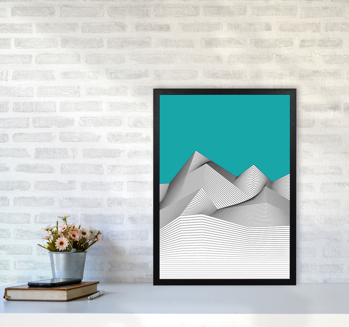 Blue Mountain Art Print by Jason Stanley A2 White Frame