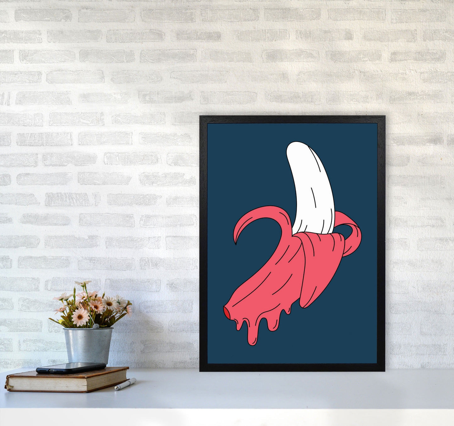 Melting Banana Art Print by Jason Stanley A2 White Frame