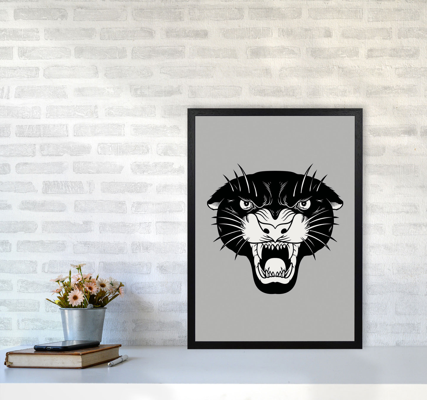 Vintage Panther Art Print by Jason Stanley A2 White Frame