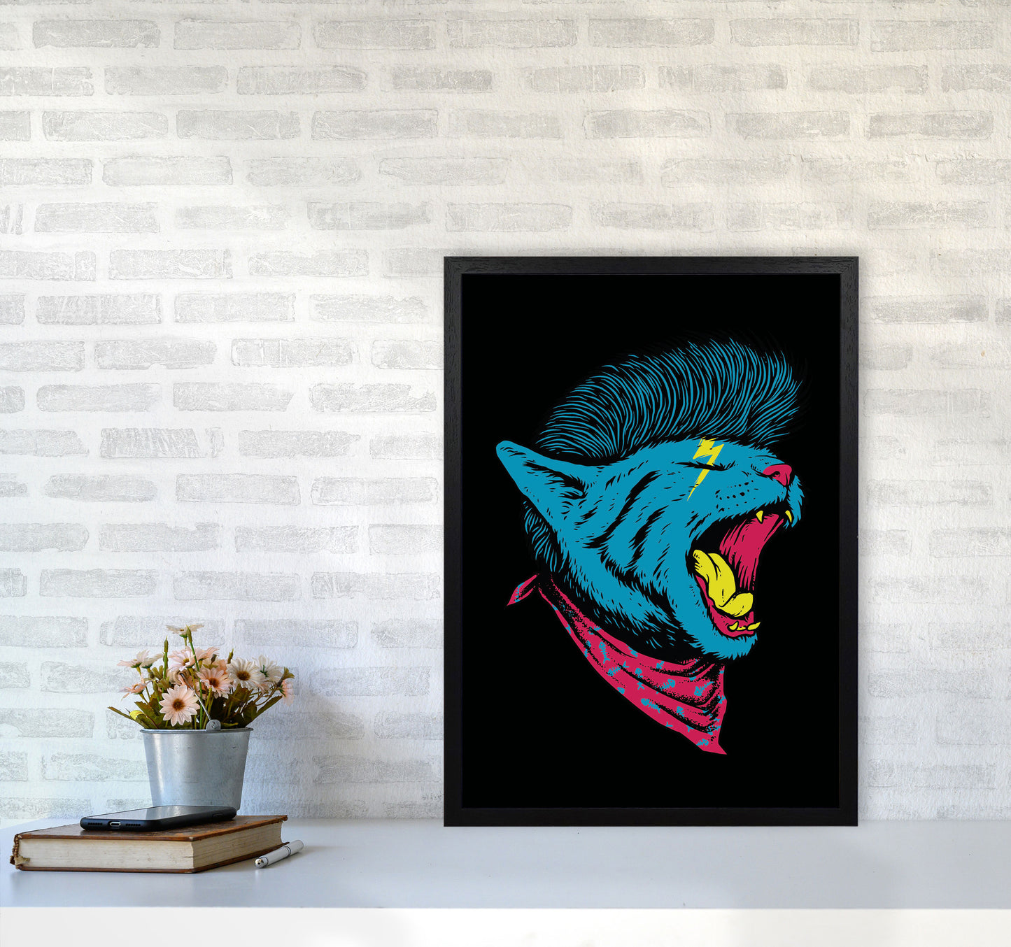 The Killer Cat Art Print by Jason Stanley A2 White Frame