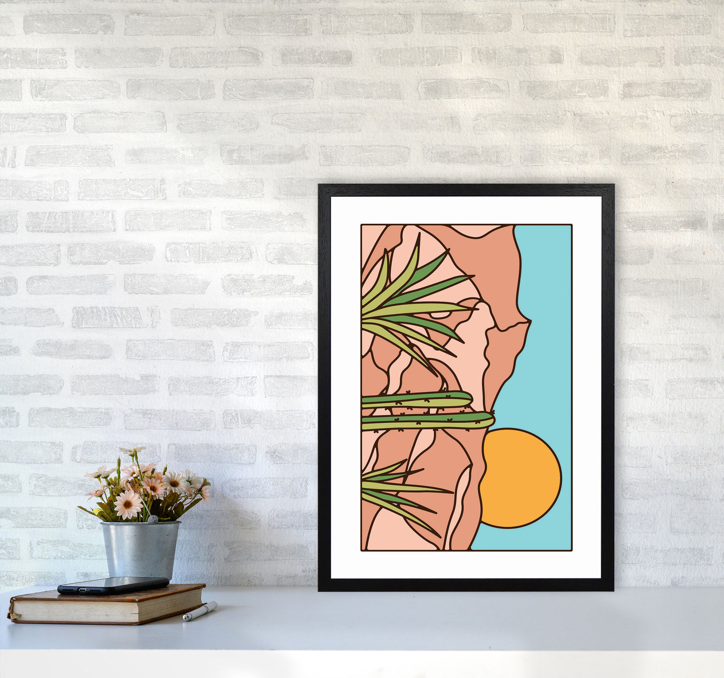 Minimal Desert Sunset Landscape Art Print by Jason Stanley A2 White Frame
