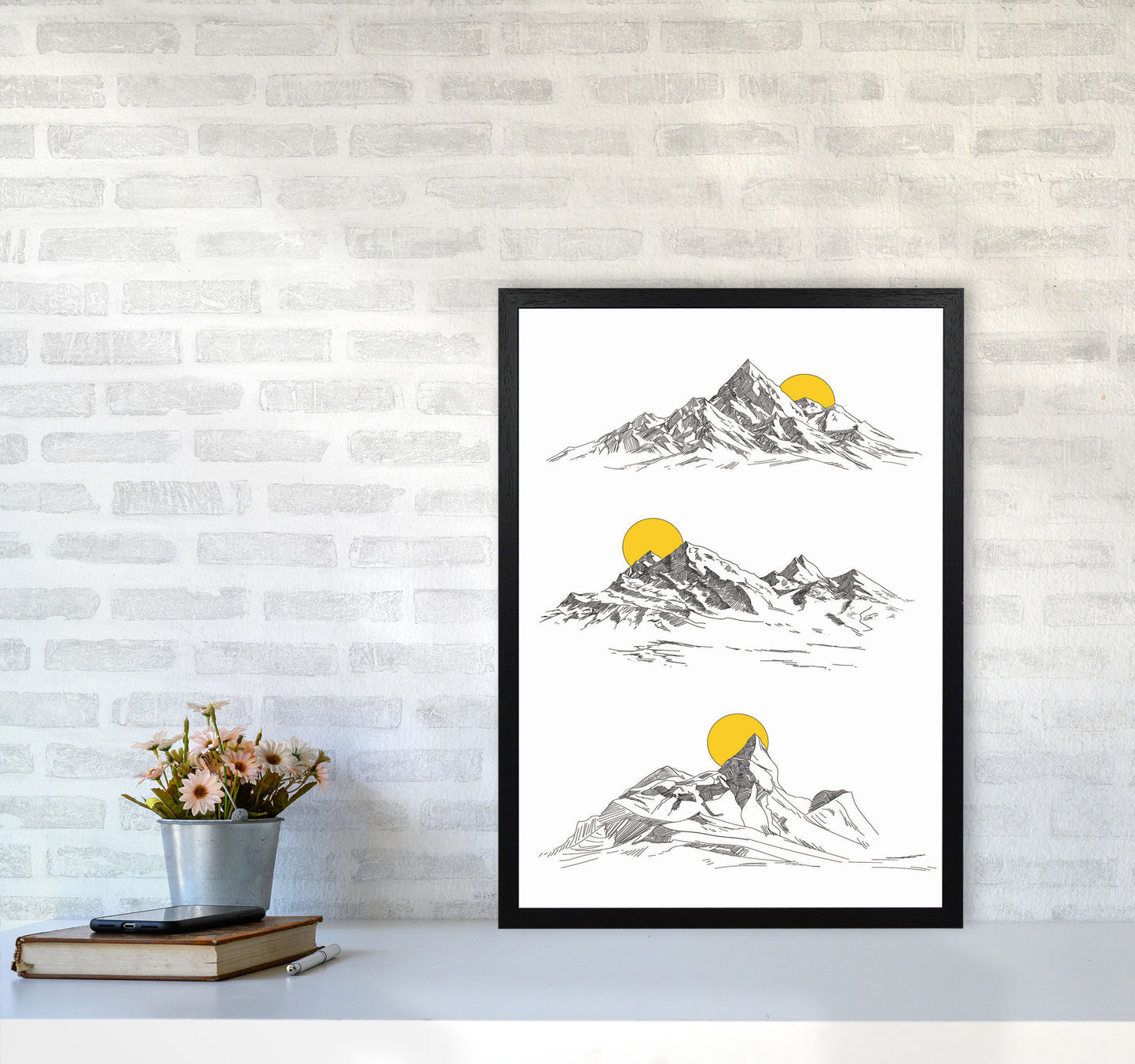 Sunny Mountains Art Print by Jason Stanley A2 White Frame