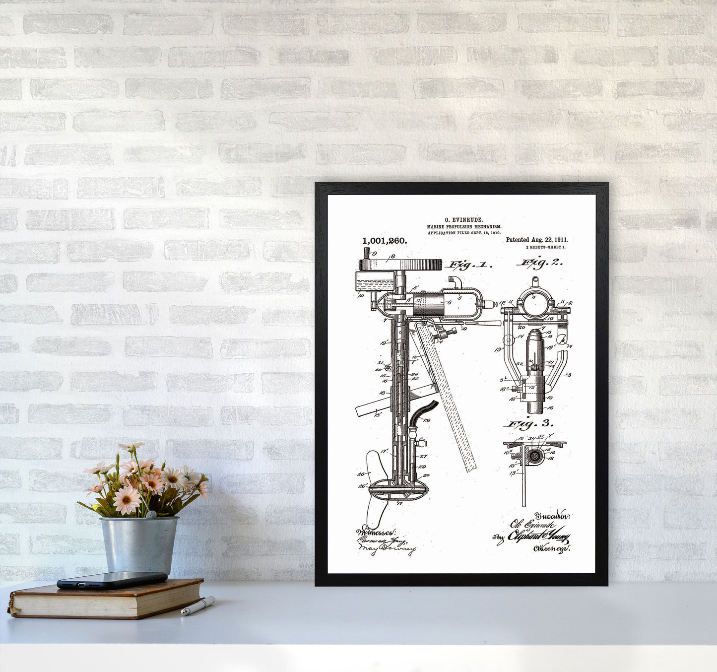 Outboard Boat Propeller Patent Art Print by Jason Stanley A2 White Frame