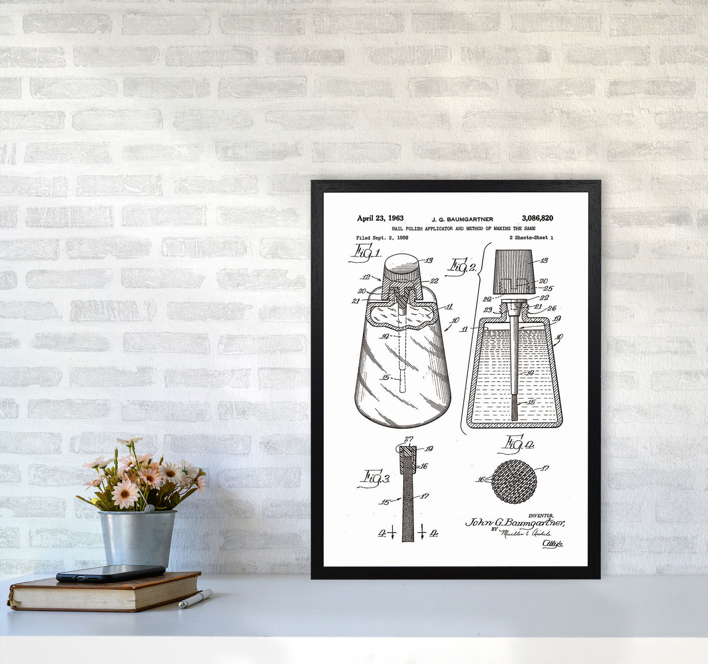 Nail Polish Applicator Patent Art Print by Jason Stanley A2 White Frame
