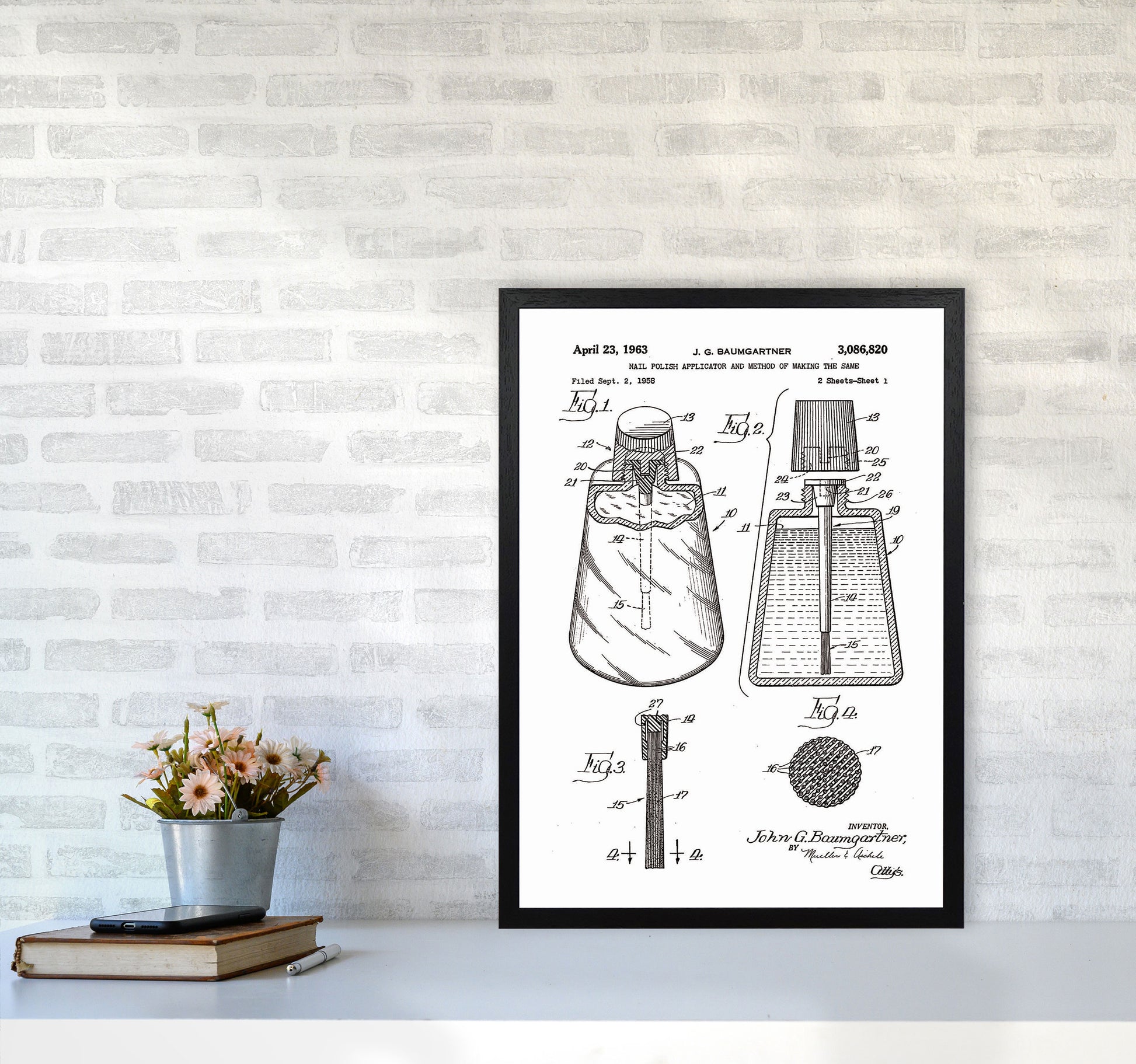 Nail Polish Applicator Patent Art Print by Jason Stanley A2 White Frame