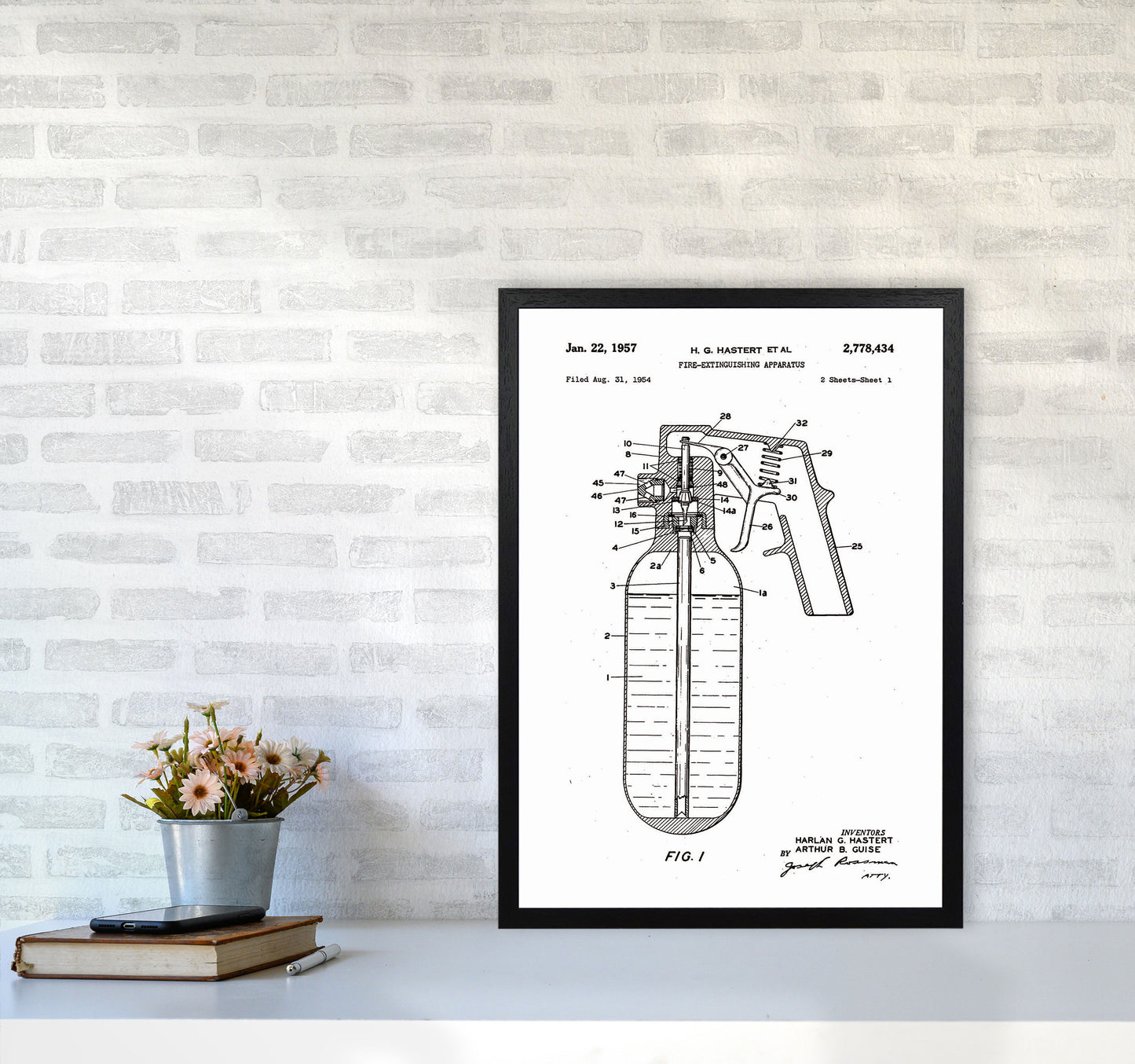 Fire Extinguisher Patent Art Print by Jason Stanley A2 White Frame