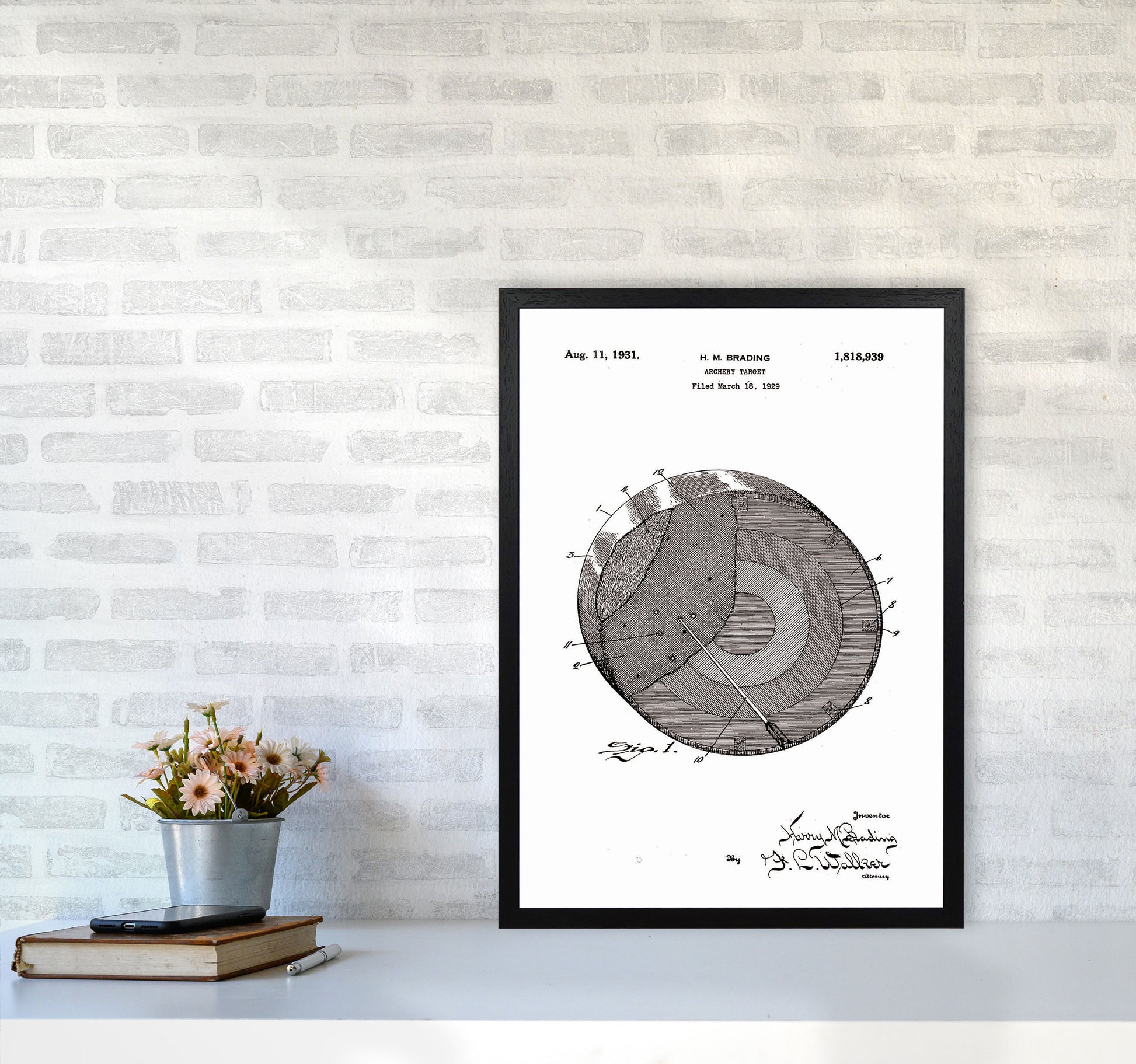 Archery Target Patent Art Print by Jason Stanley A2 White Frame