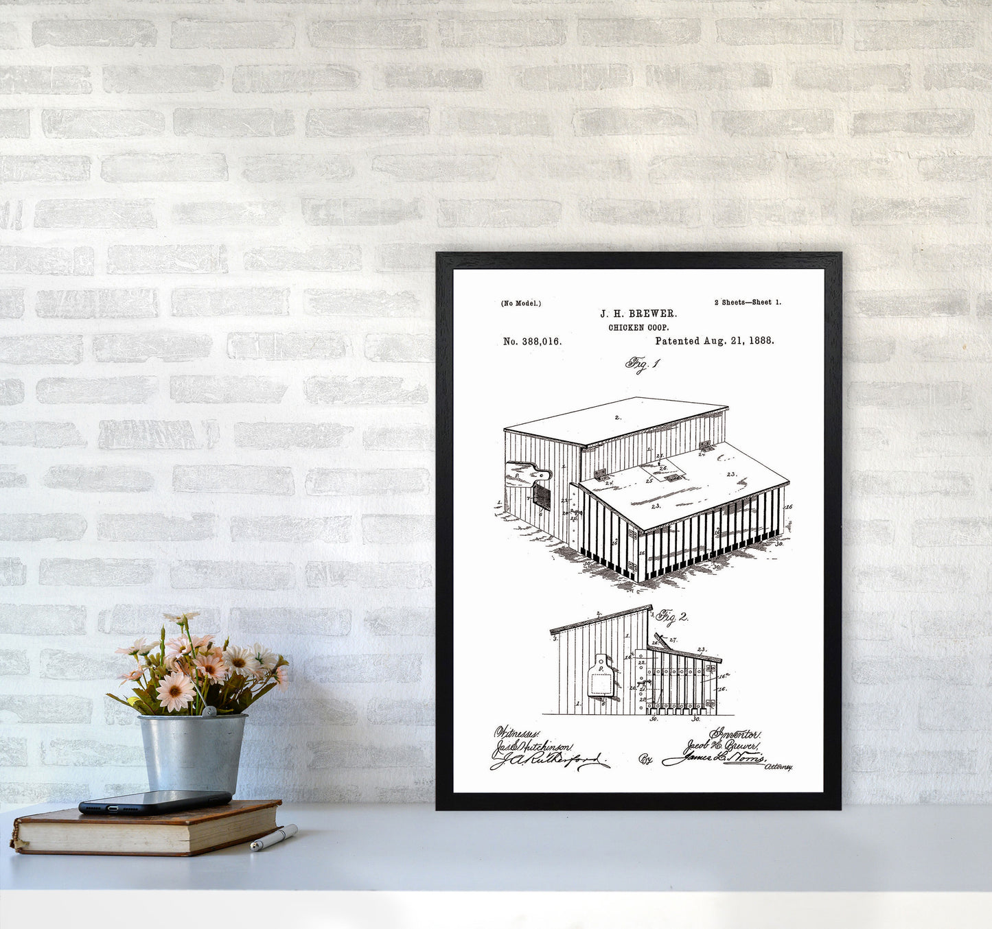 Chicken Coop Patent Art Print by Jason Stanley A2 White Frame