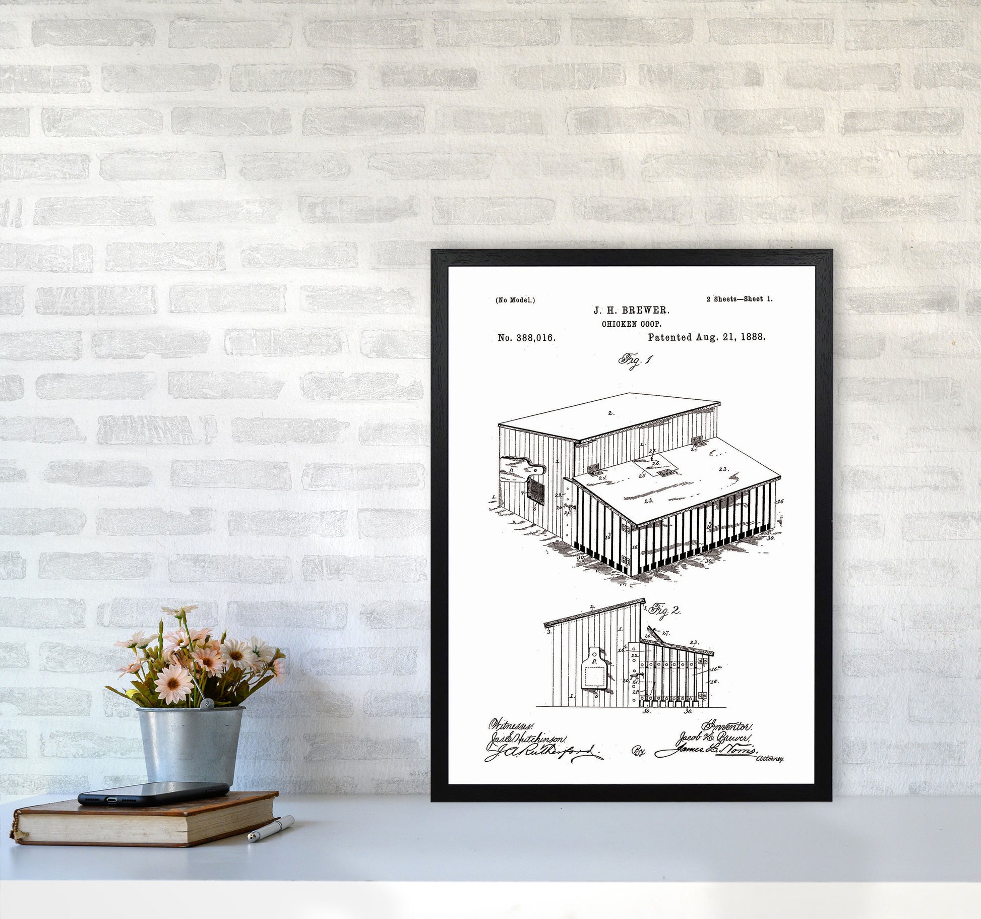 Chicken Coop Patent Art Print by Jason Stanley A2 White Frame