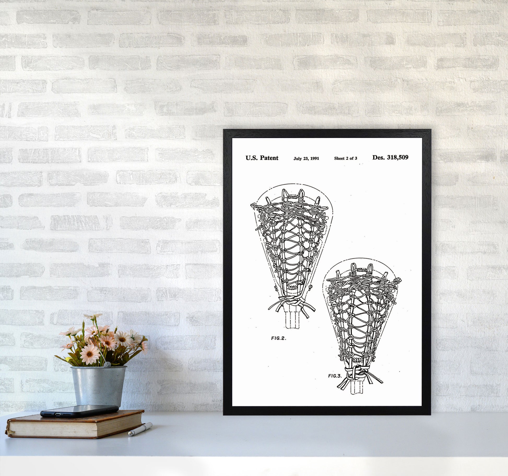 Lacross Stick Patent Art Print by Jason Stanley A2 White Frame