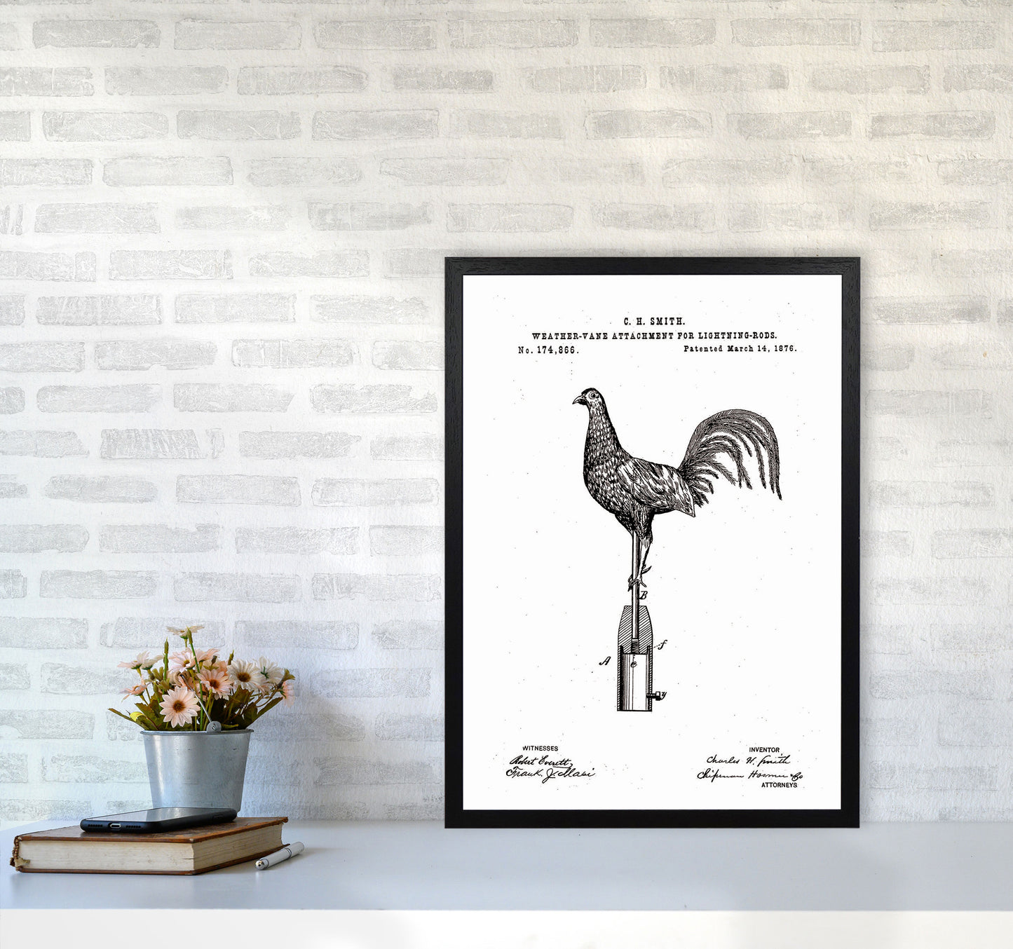 Weather Vane Patent Art Print by Jason Stanley A2 White Frame