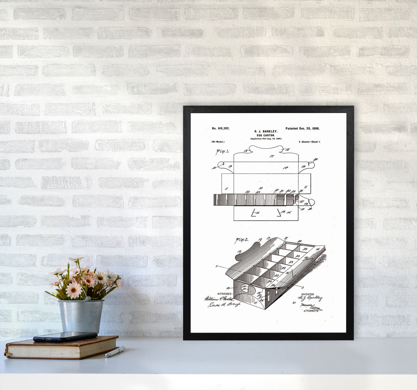 Egg Carton Patent Art Print by Jason Stanley A2 White Frame