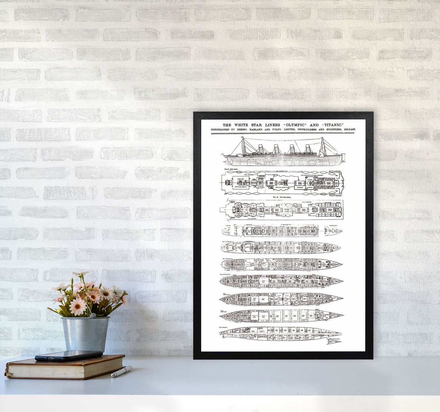 Titanic Patent Art Print by Jason Stanley A2 White Frame