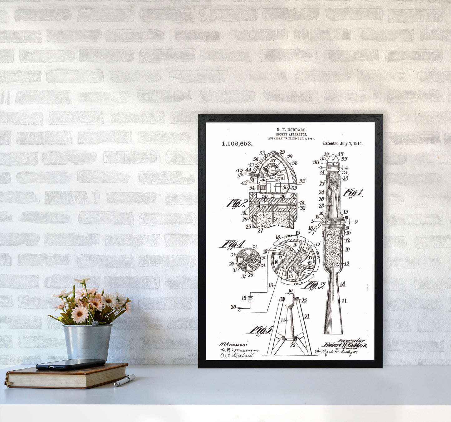 Rocket Patent Art Print by Jason Stanley A2 White Frame