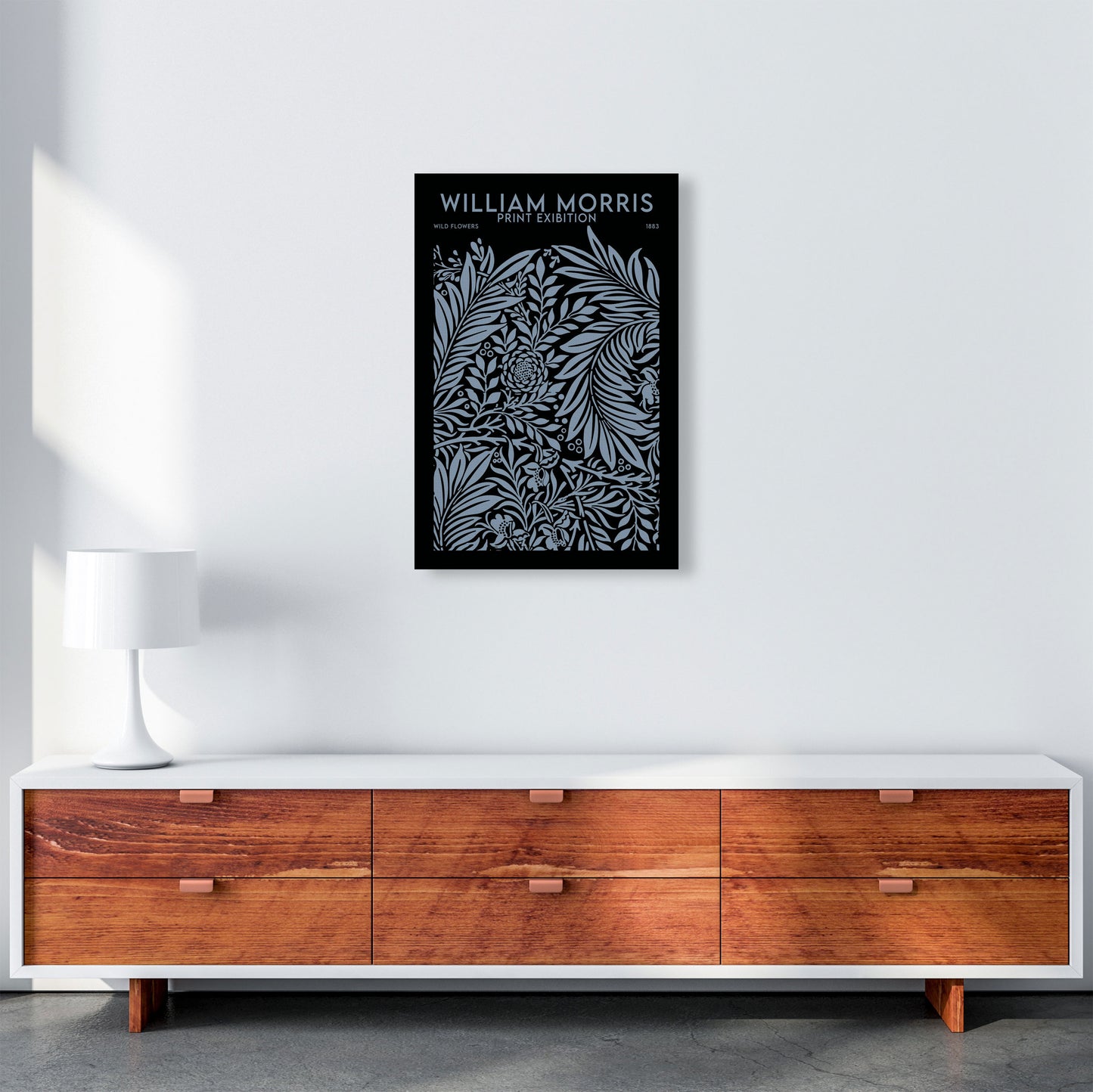 William Morris Print Exibition Black Art Print by Jason Stanley A2 Canvas