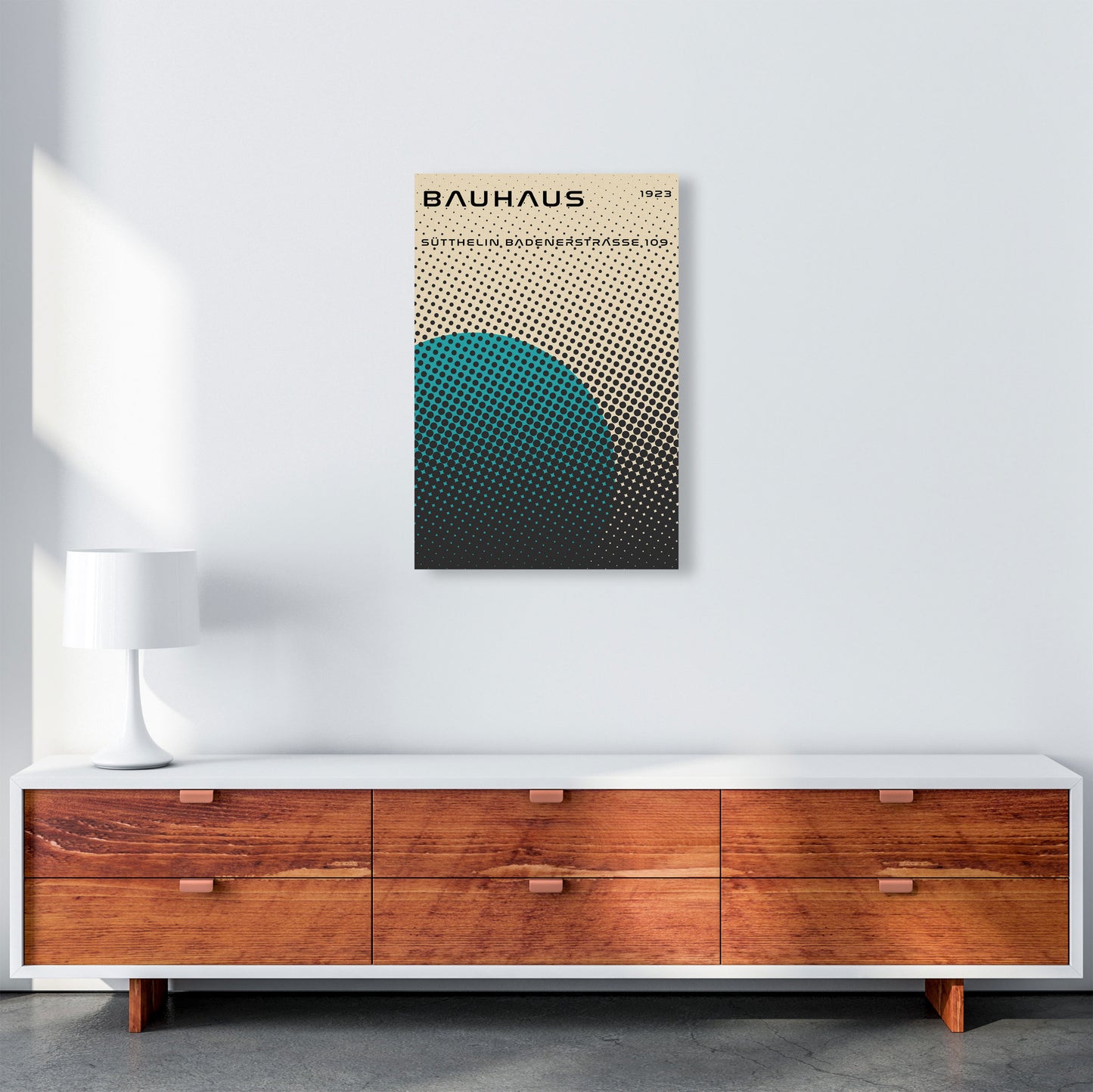 Bauhaus Geometric Teal Vibe Art Print by Jason Stanley A2 Canvas