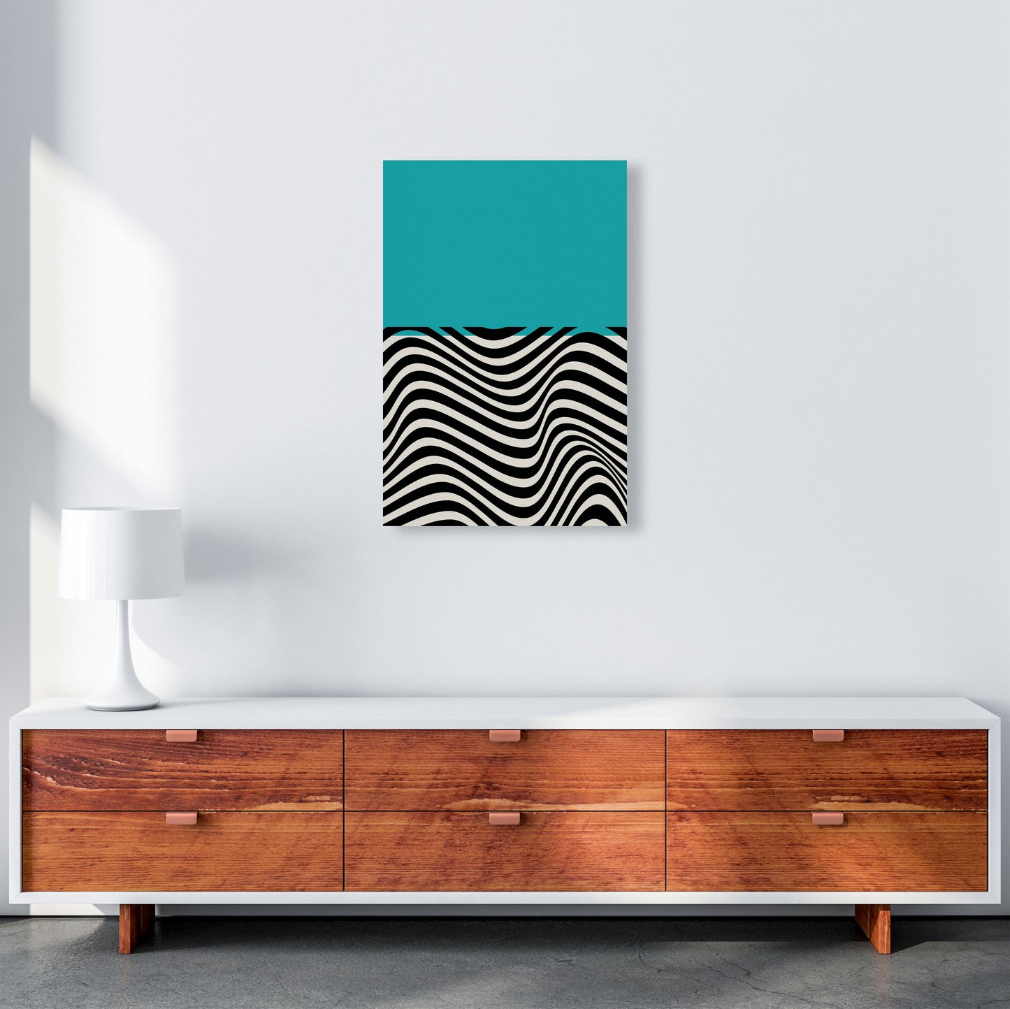 Minimal Abstract Blue Wave Art Print by Jason Stanley A2 Canvas