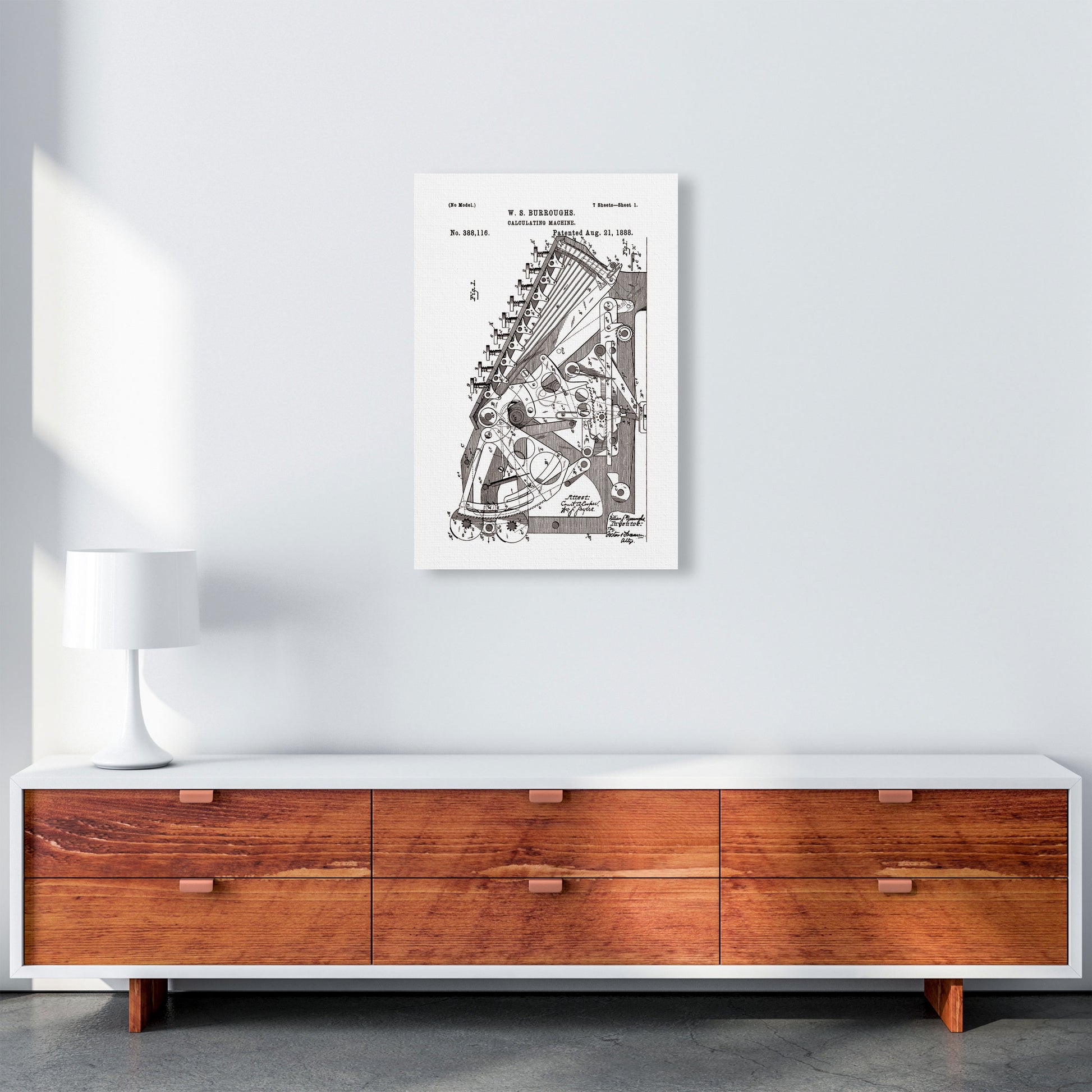 Calculating Machine Patent Art Print by Jason Stanley A2 Canvas