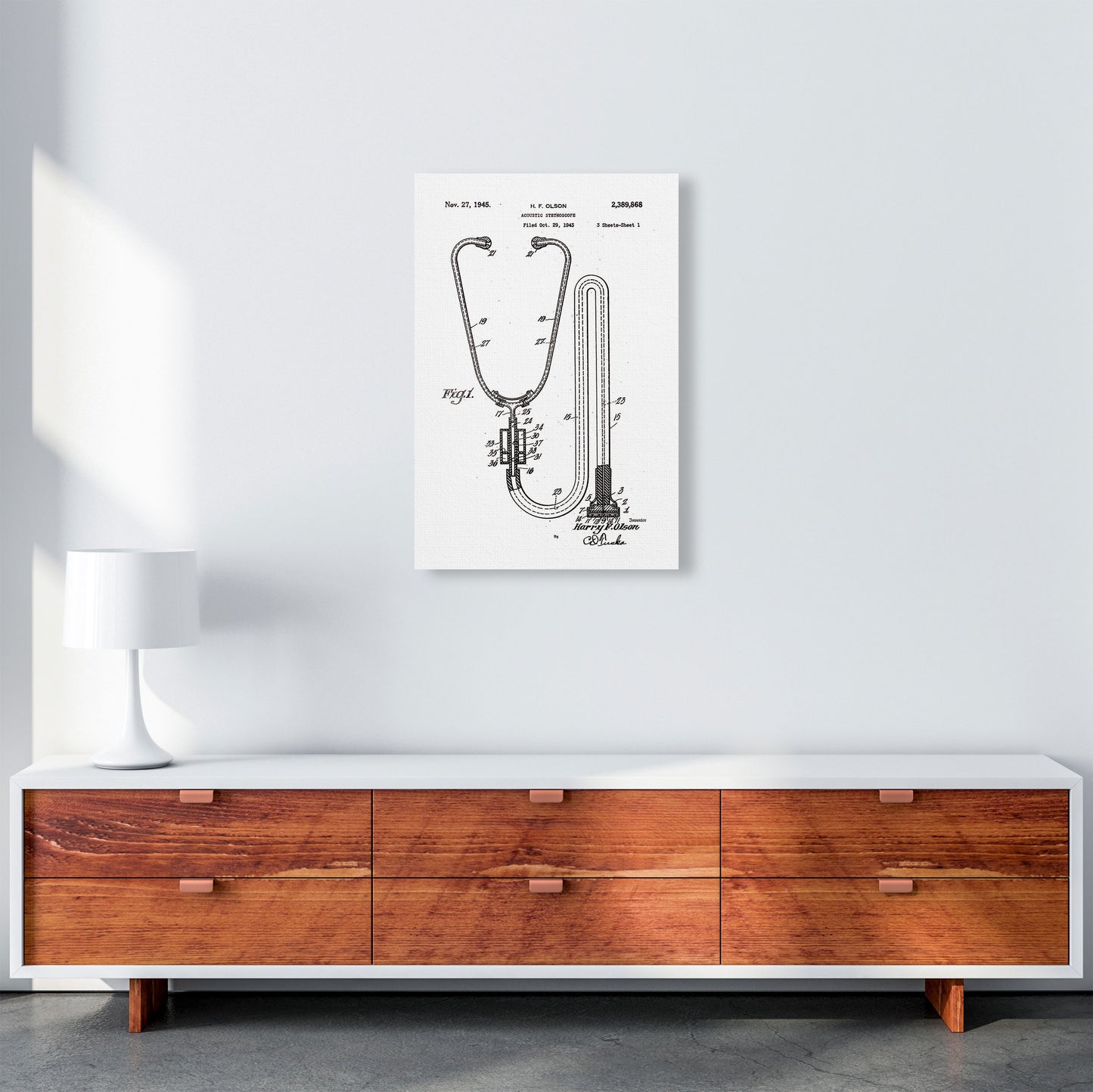 Stethoscope Patent Art Print by Jason Stanley A2 Canvas