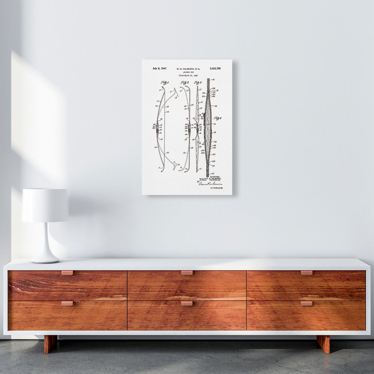 Archery Bow Patent Art Print by Jason Stanley A2 Canvas