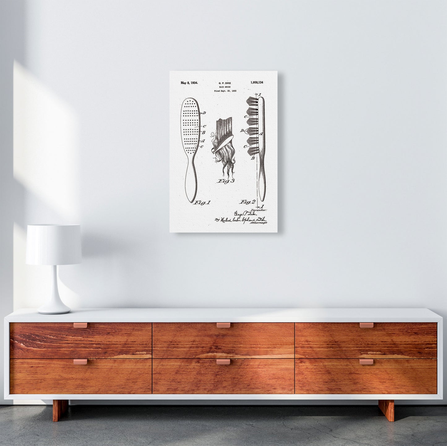 Hair Brush Patent Art Print by Jason Stanley A2 Canvas