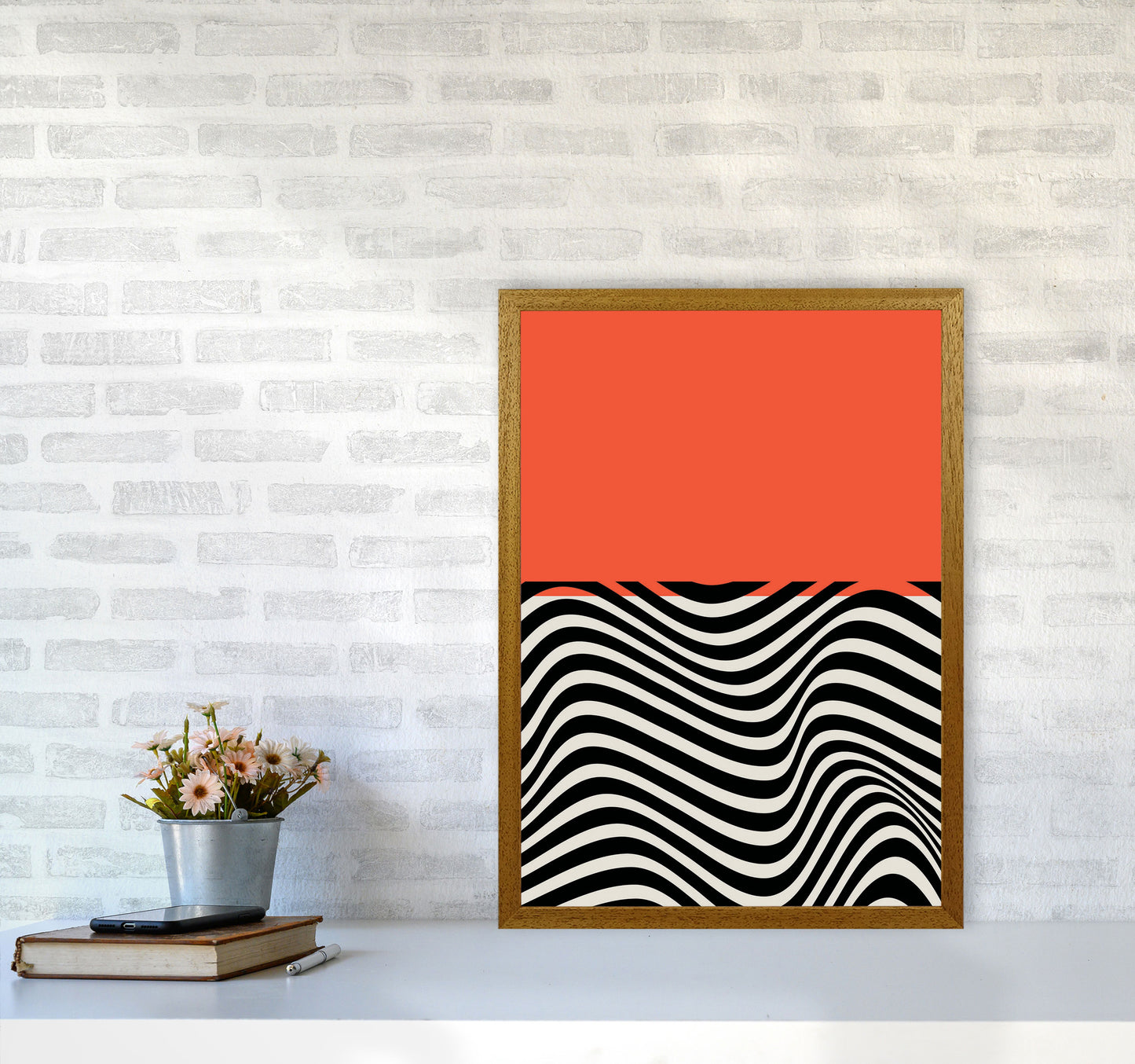 Minimal Abstract Red Wave Art Print by Jason Stanley A2 Print Only