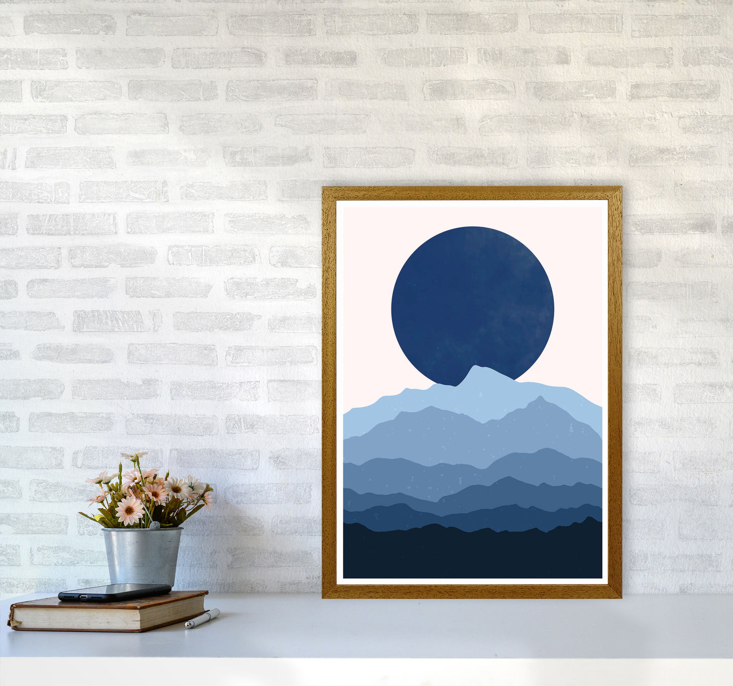 Blue Abstract Moonrise Art Print by Jason Stanley A2 Print Only