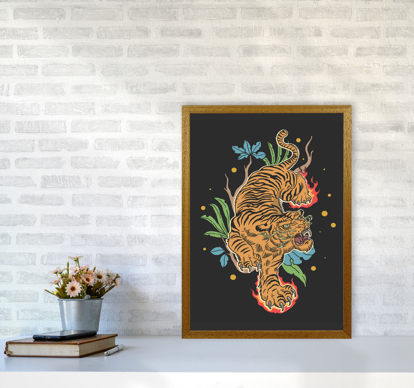 Classic Tiger Tattoo Art Print by Jason Stanley A2 Print Only
