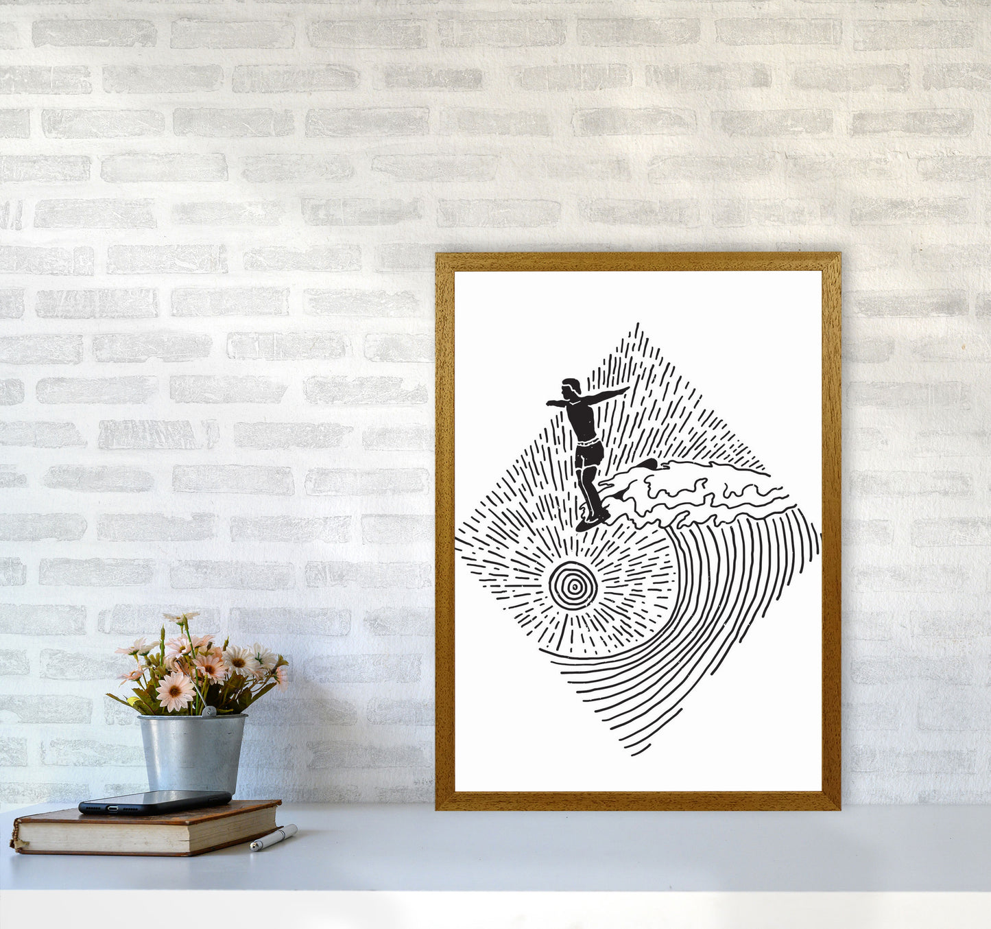 Surfer Line Drawing Art Print by Jason Stanley A2 Print Only