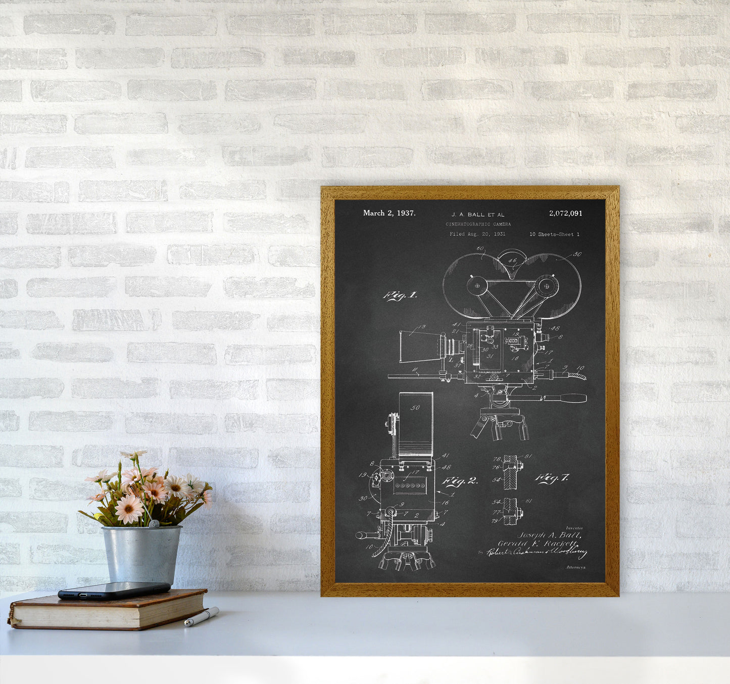 Cinema Camera Patent-Chalkboard Art Print by Jason Stanley A2 Print Only