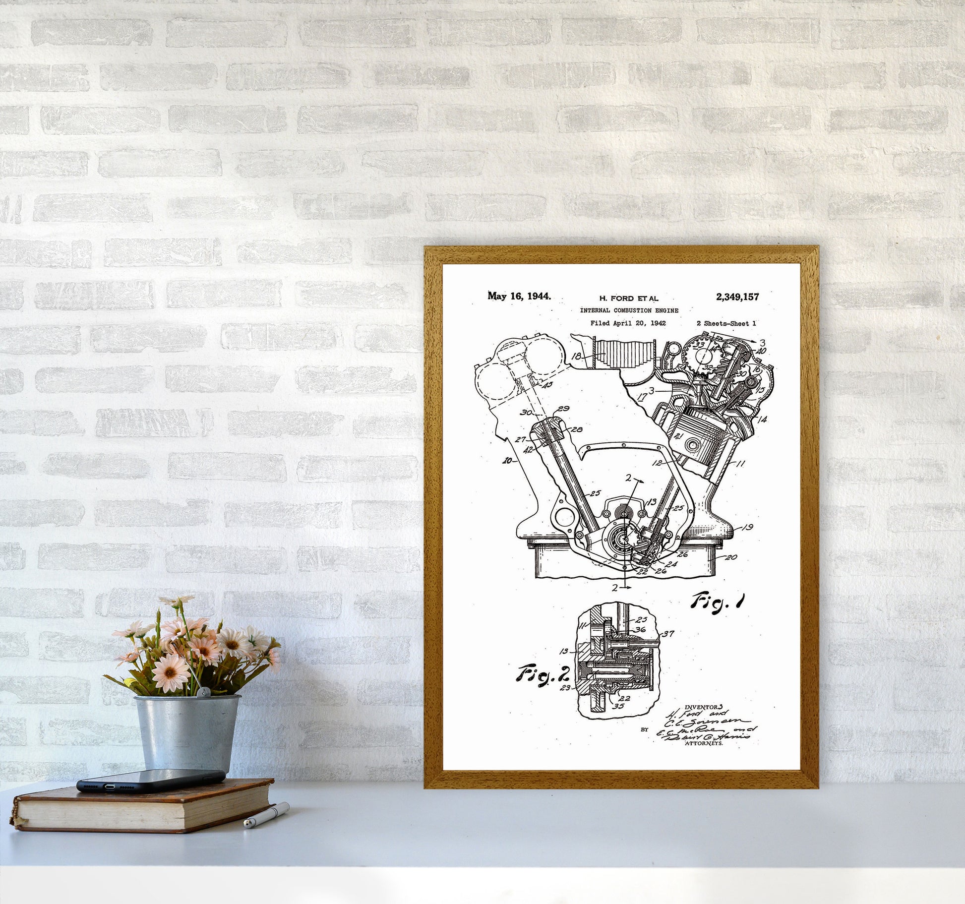 Ford Internal Combustion Engine Patent Art Print by Jason Stanley A2 Print Only