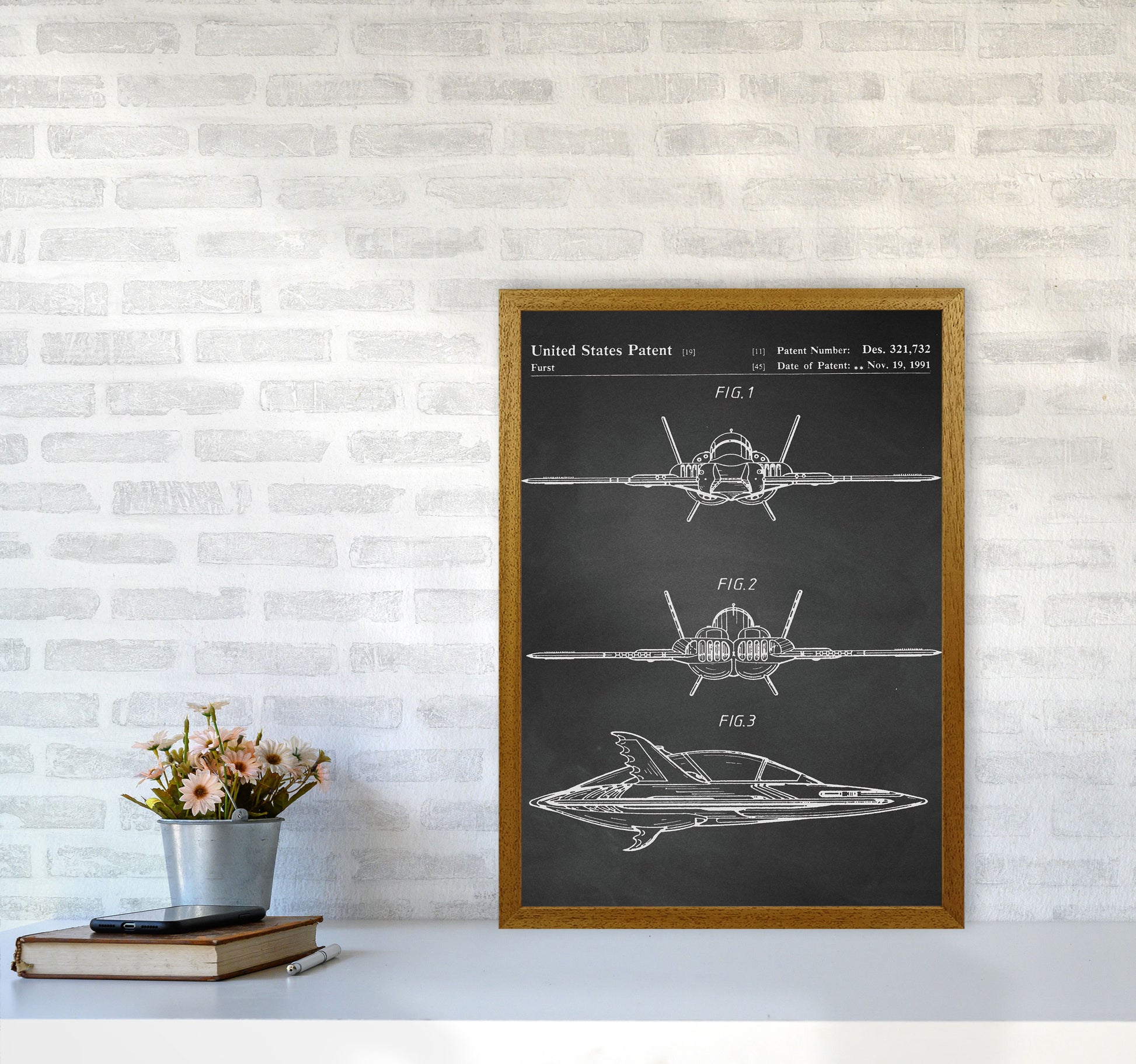 Batwing Patent- Chalkboard Art Print by Jason Stanley A2 Print Only