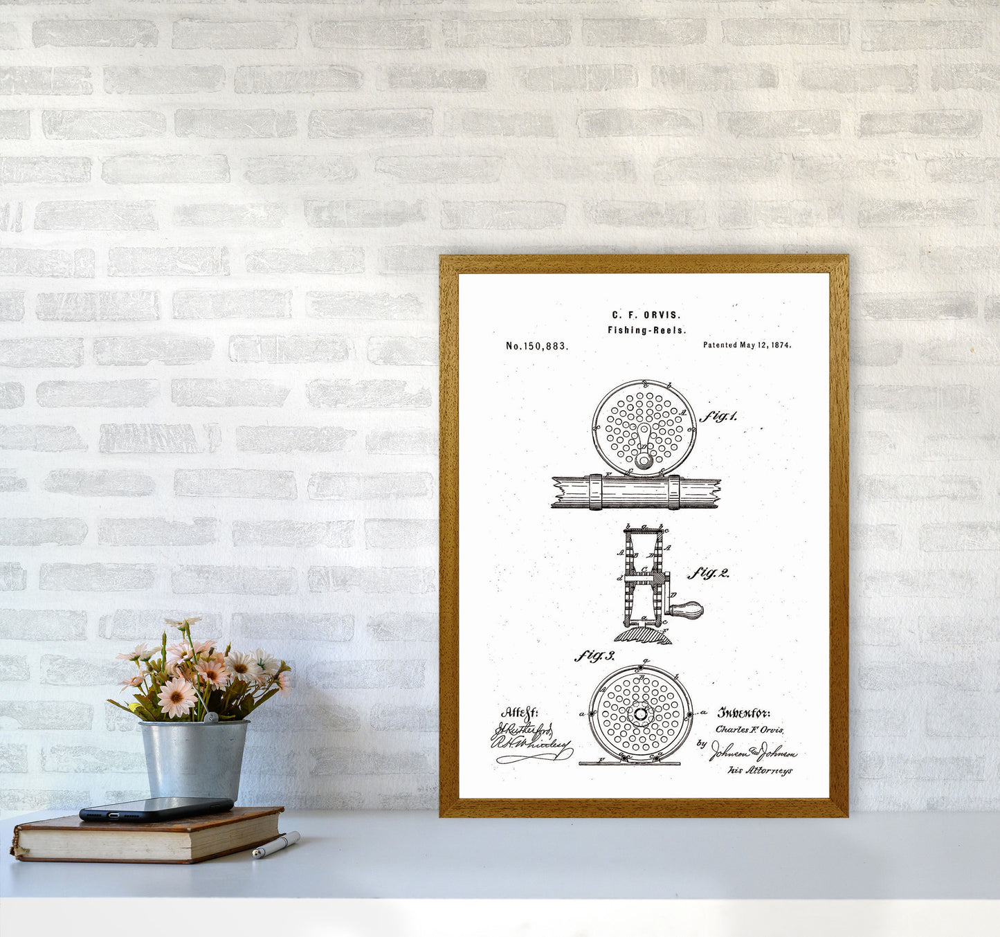 Fly Fishing Reel Patent Art Print by Jason Stanley A2 Print Only