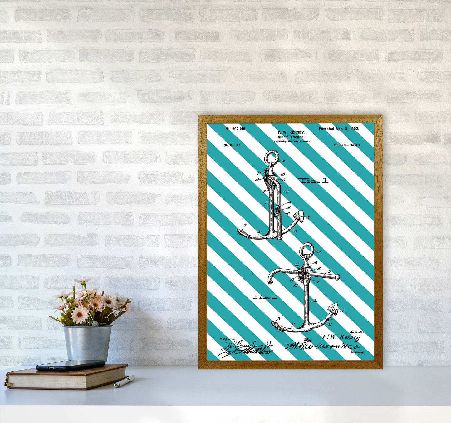 Anchor Patent Side Stripe Art Print by Jason Stanley A2 Print Only