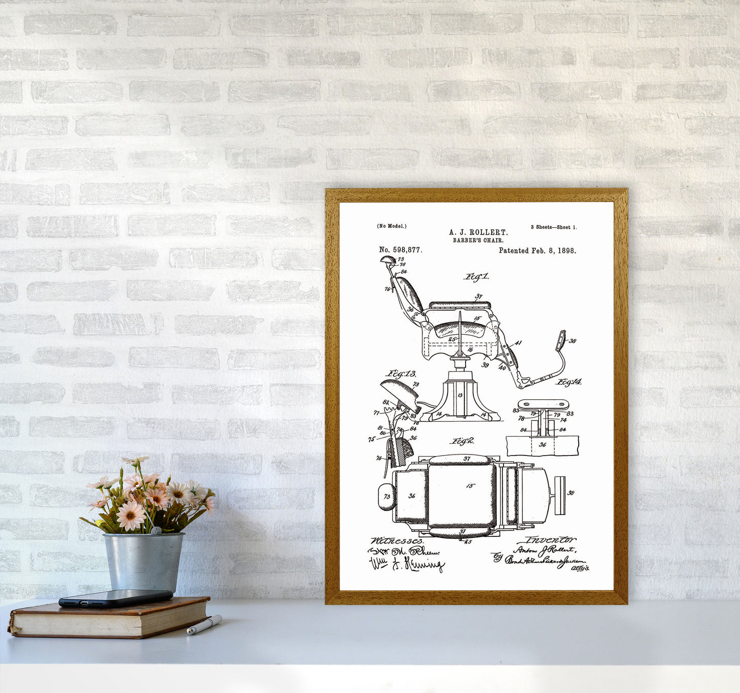 Barber Chair Patent Art Print by Jason Stanley A2 Print Only