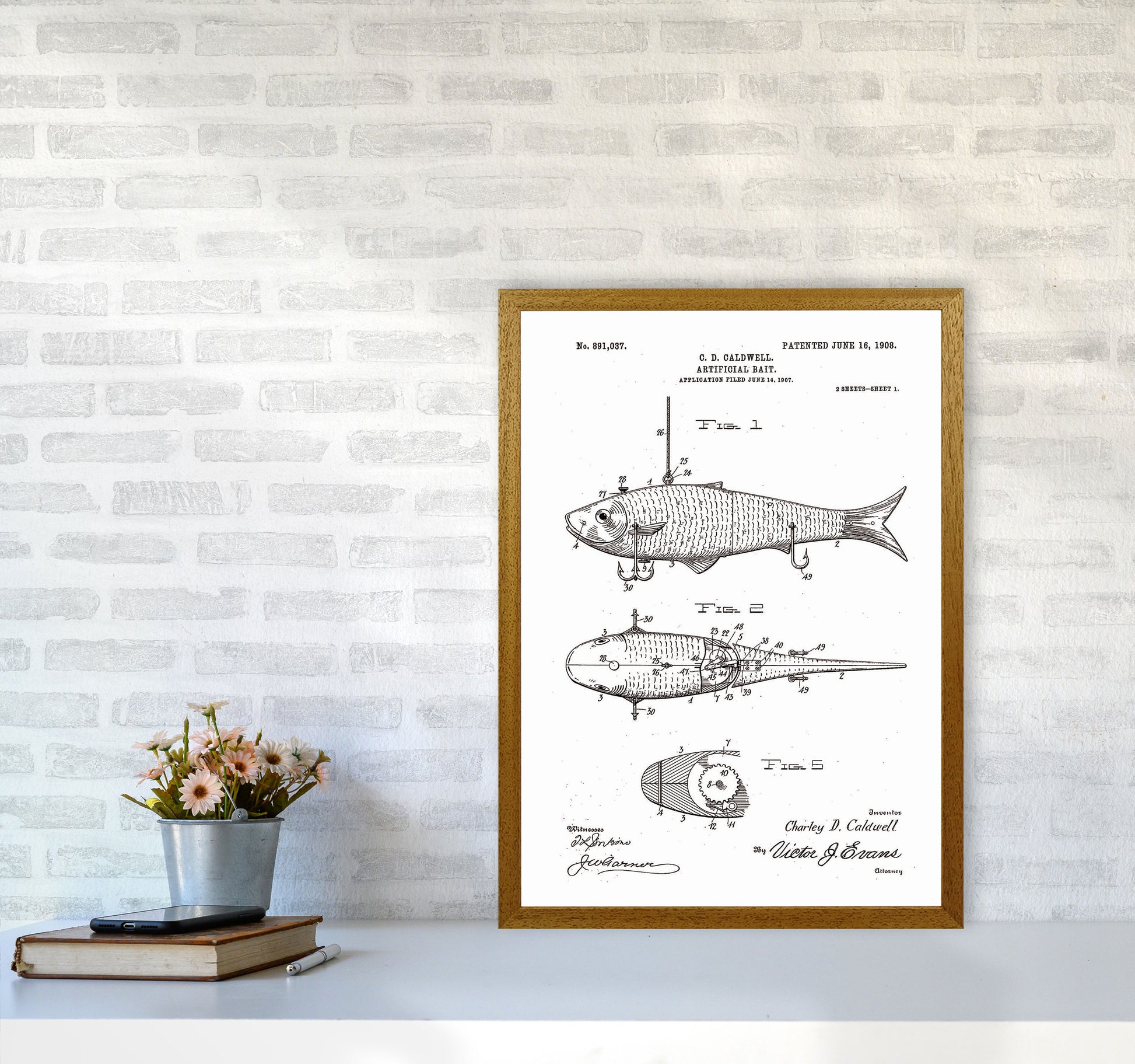 Fishing Lure Patent Art Print by Jason Stanley A2 Print Only