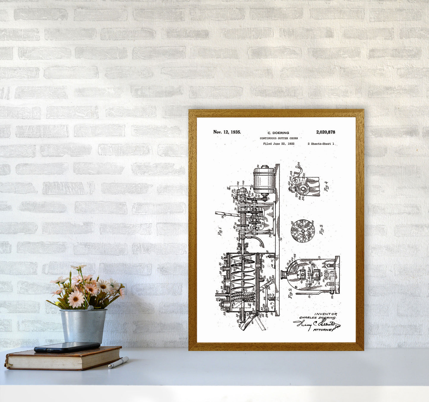 Butter Churn Patent Art Print by Jason Stanley A2 Print Only
