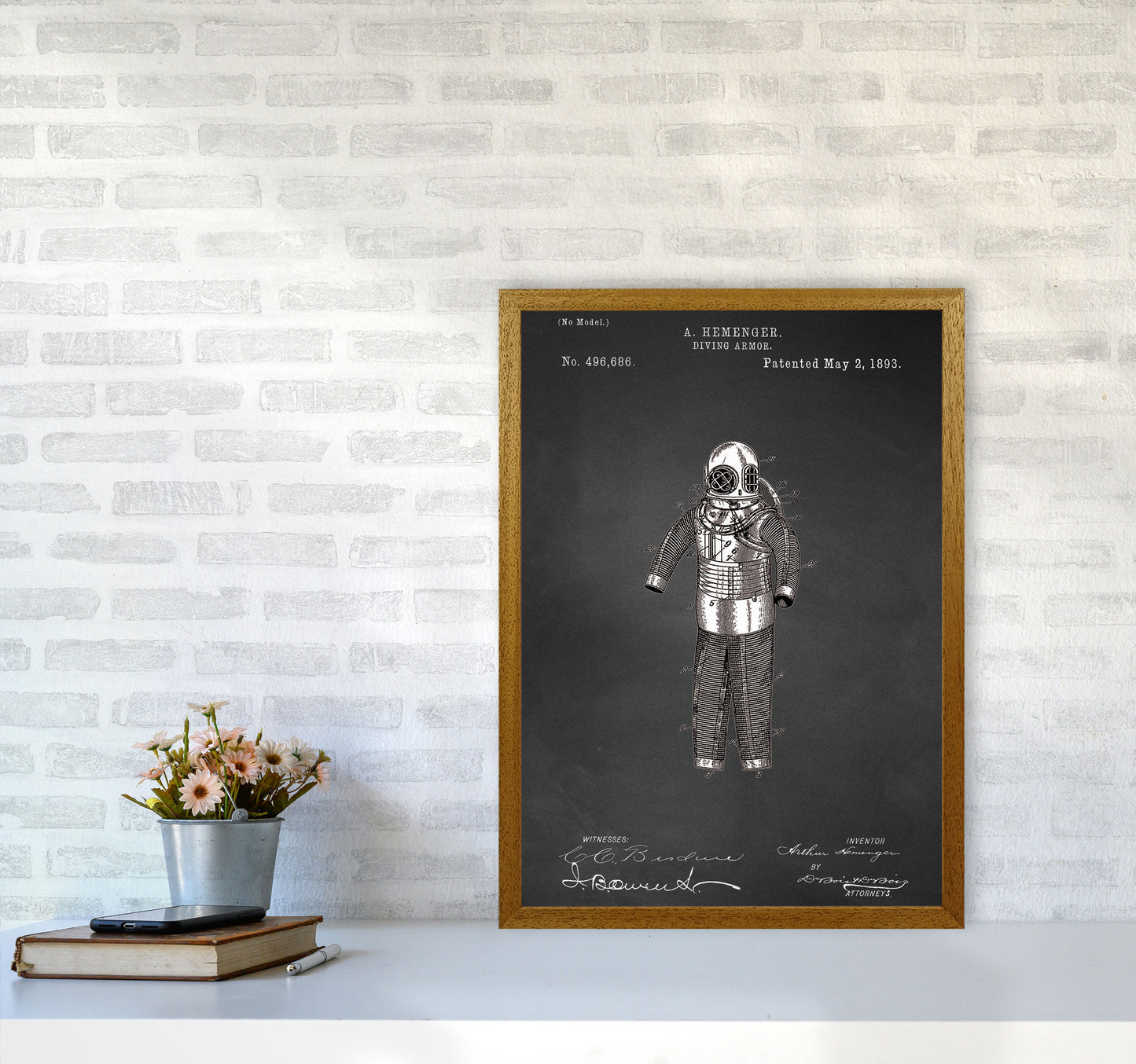 Diving Armor Patent Art Print by Jason Stanley A2 Print Only