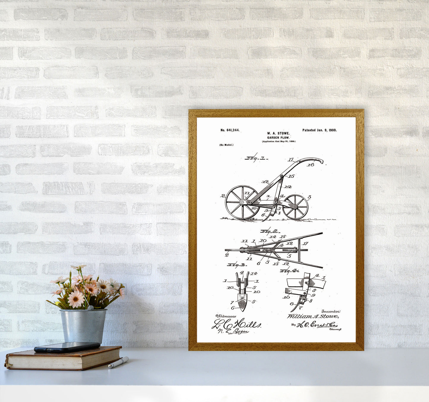 Garden Plow Patent Art Print by Jason Stanley A2 Print Only
