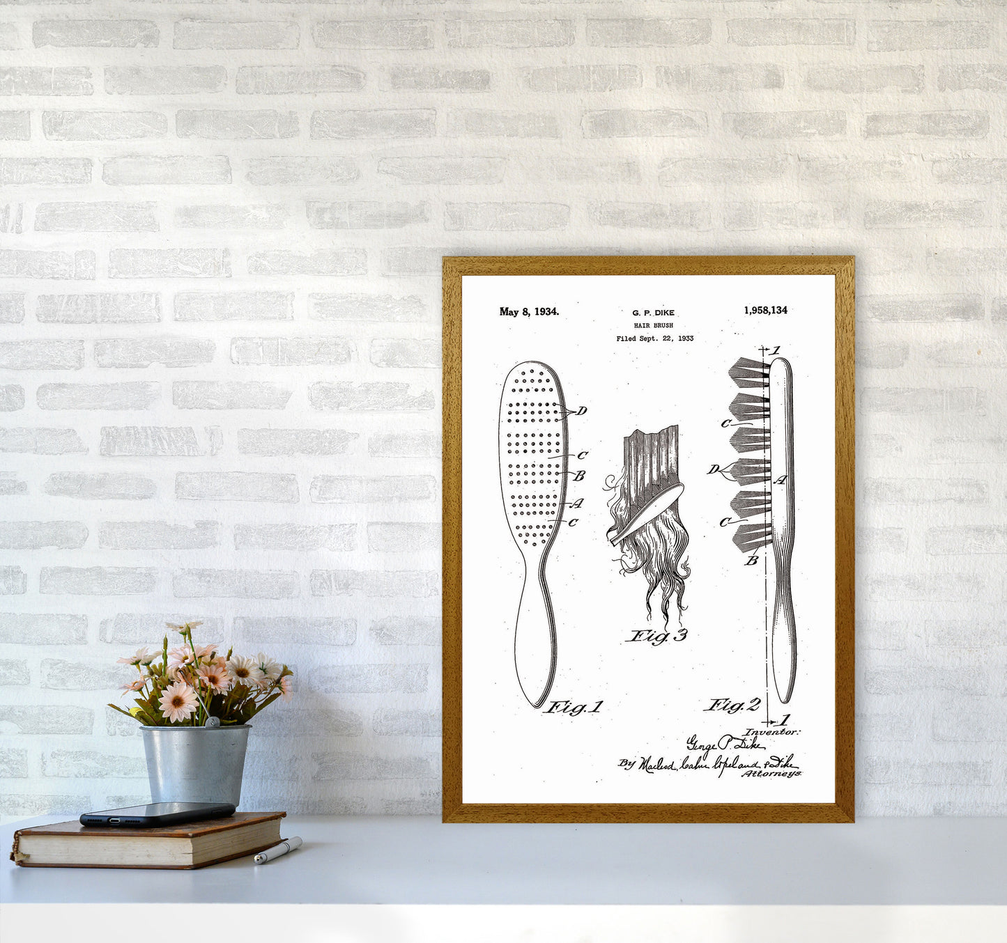 Hair Brush Patent Art Print by Jason Stanley A2 Print Only