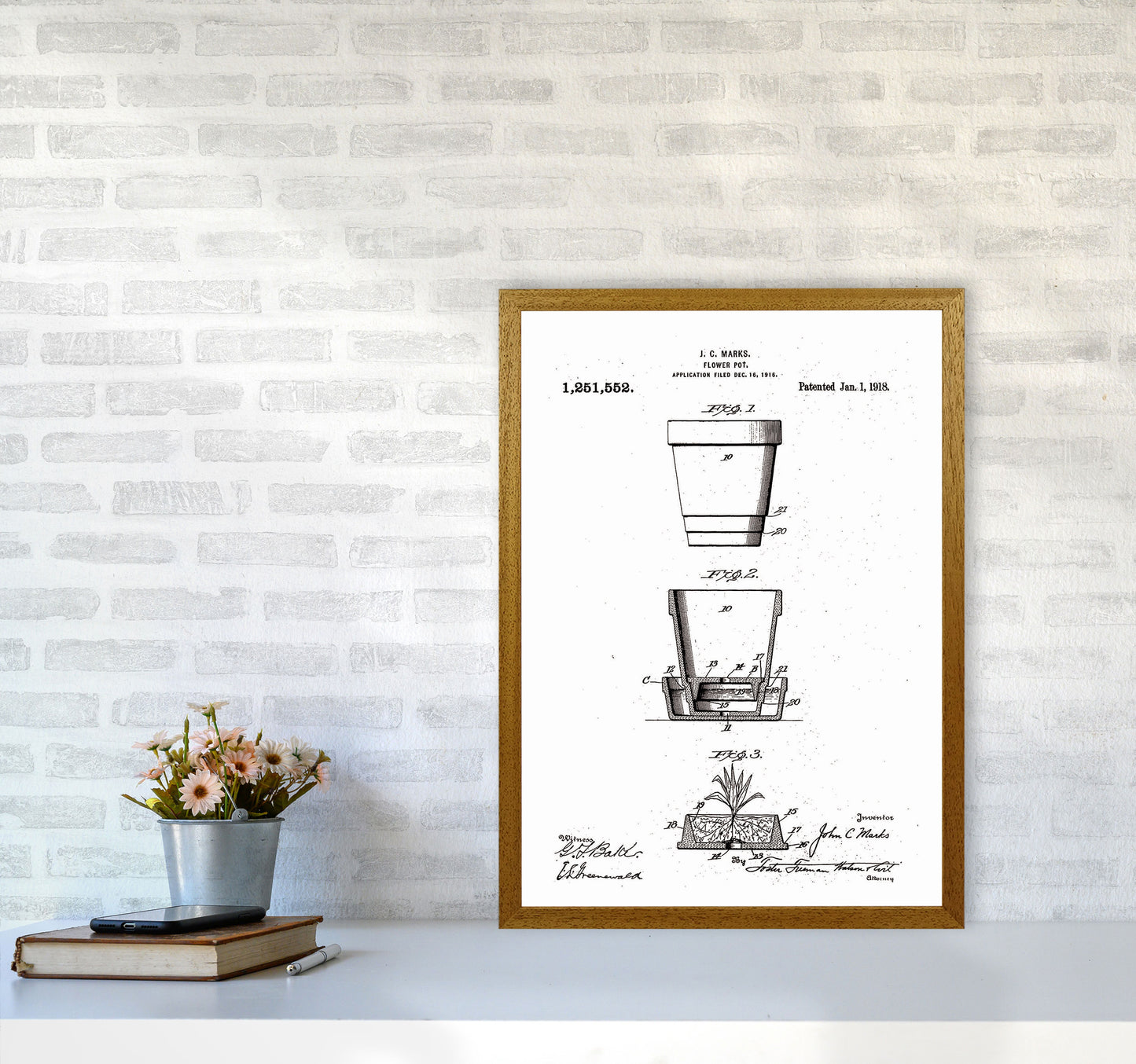 Flower Pot Patent Art Print by Jason Stanley A2 Print Only