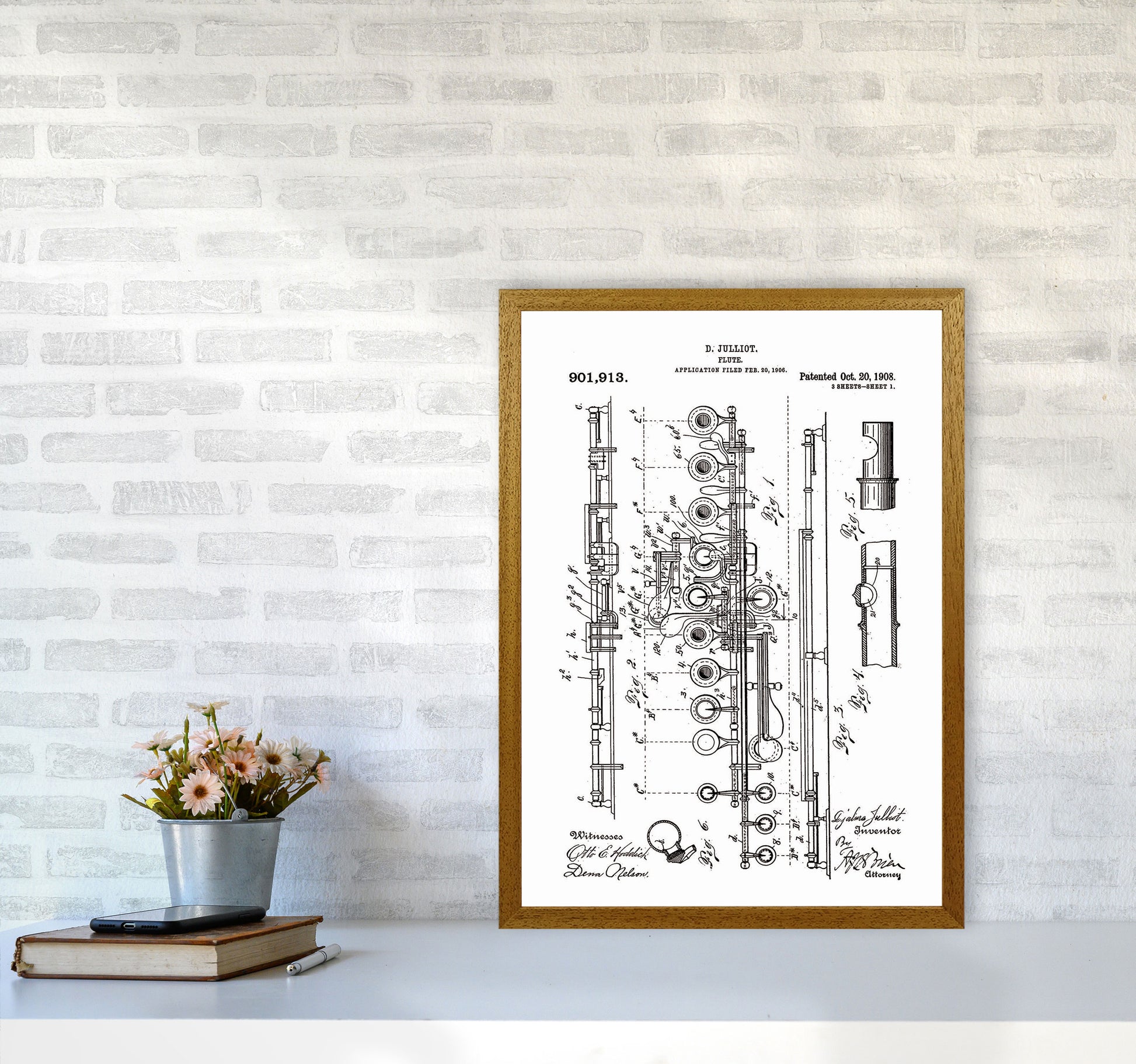 Flute Patent Art Print by Jason Stanley A2 Print Only