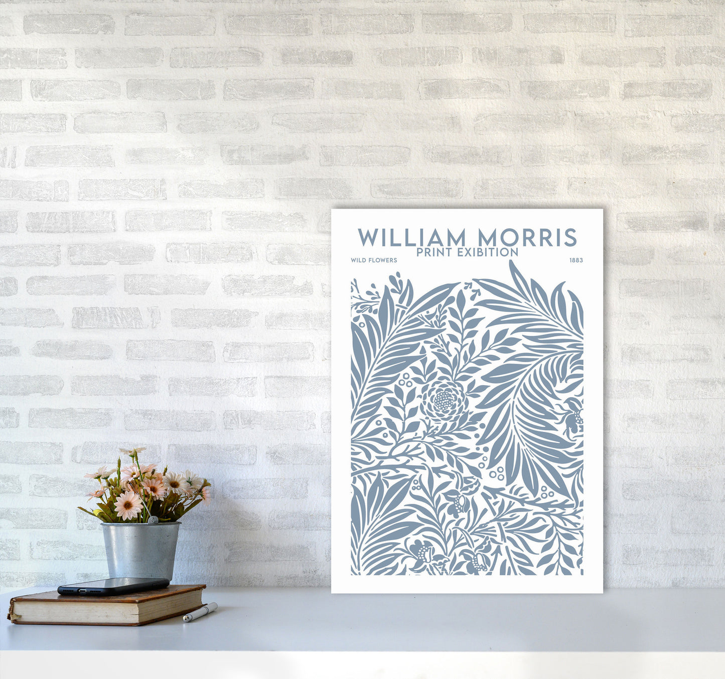William Morris Print Exibition White Art Print by Jason Stanley A2 Black Frame