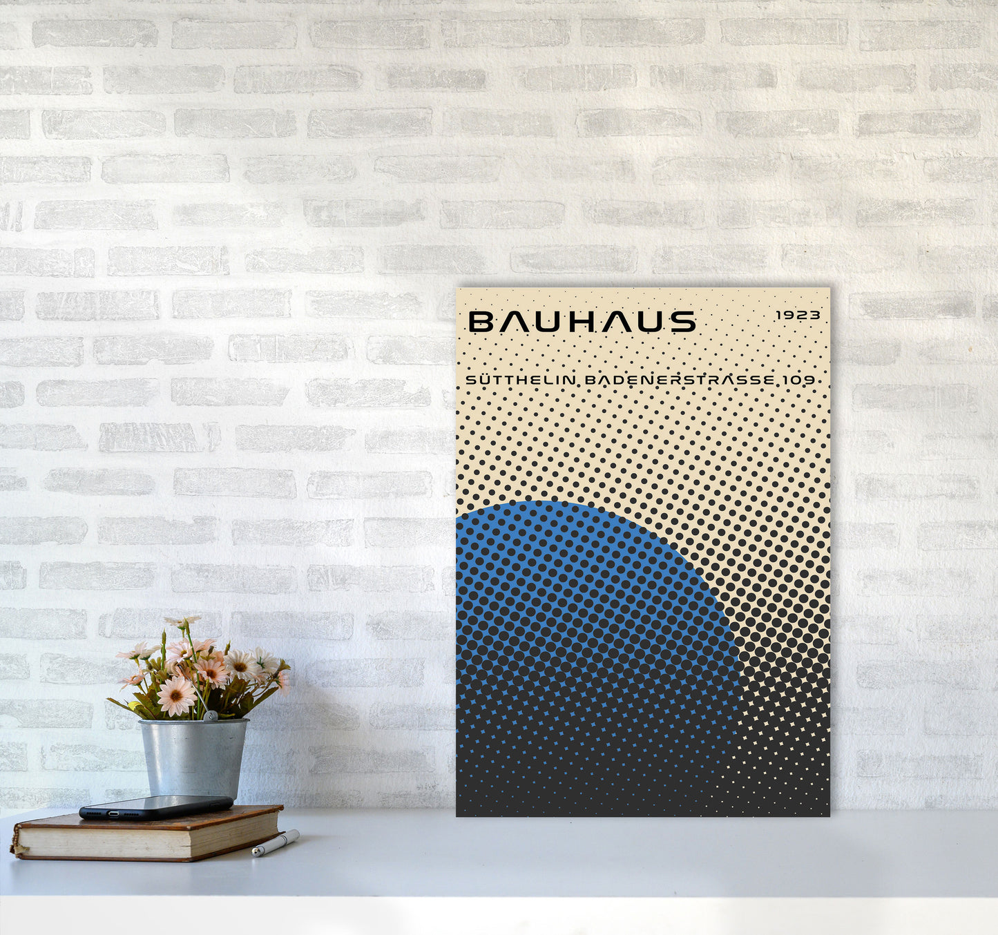 Bauhaus Geometric Blue Vibe Art Print by Jason Stanley A2 Black Frame