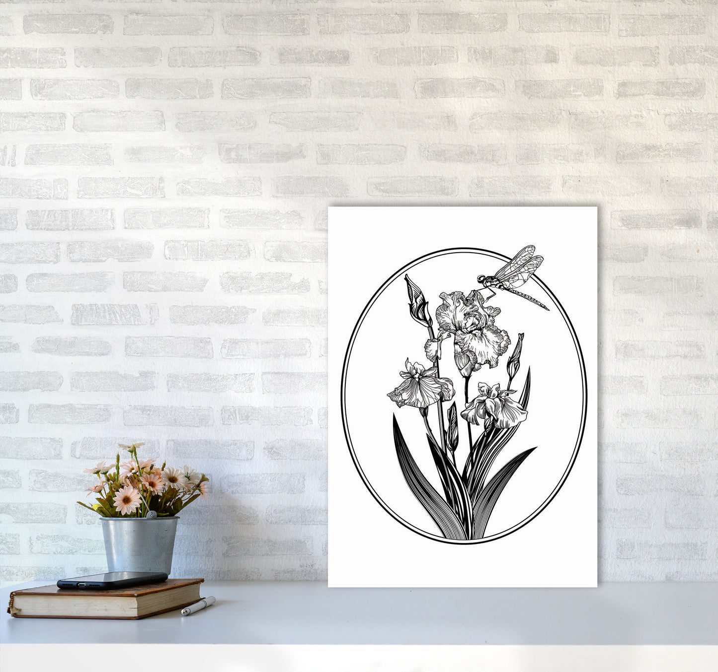 Vintage Beautiful Flower Art Print by Jason Stanley A2 Black Frame