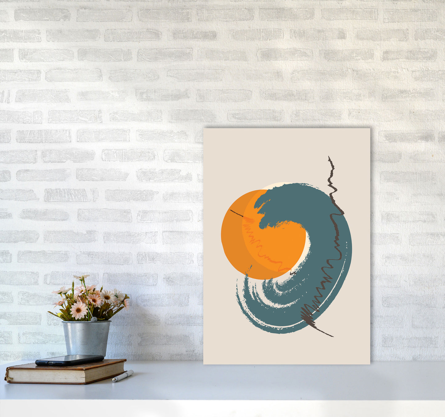 Sunshine Abstract Swirl Art Print by Jason Stanley A2 Black Frame