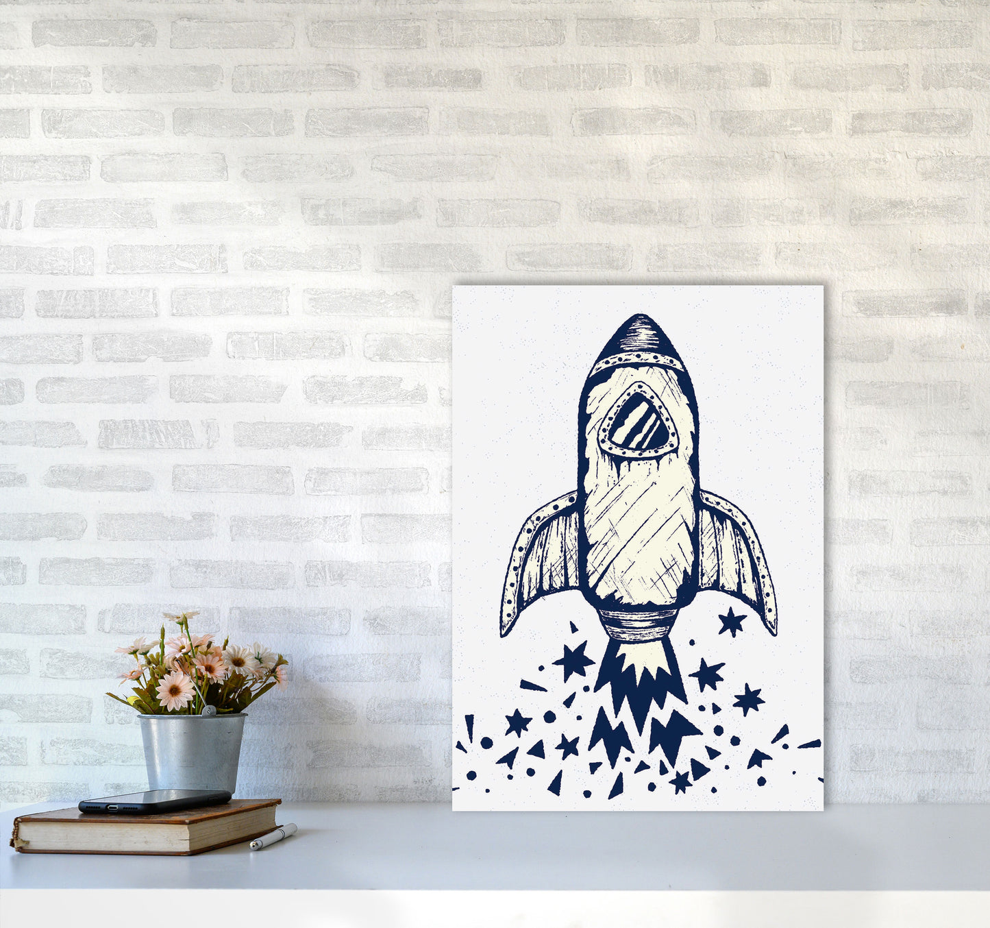 5-4-3-2-1-Blastoff Art Print by Jason Stanley A2 Black Frame
