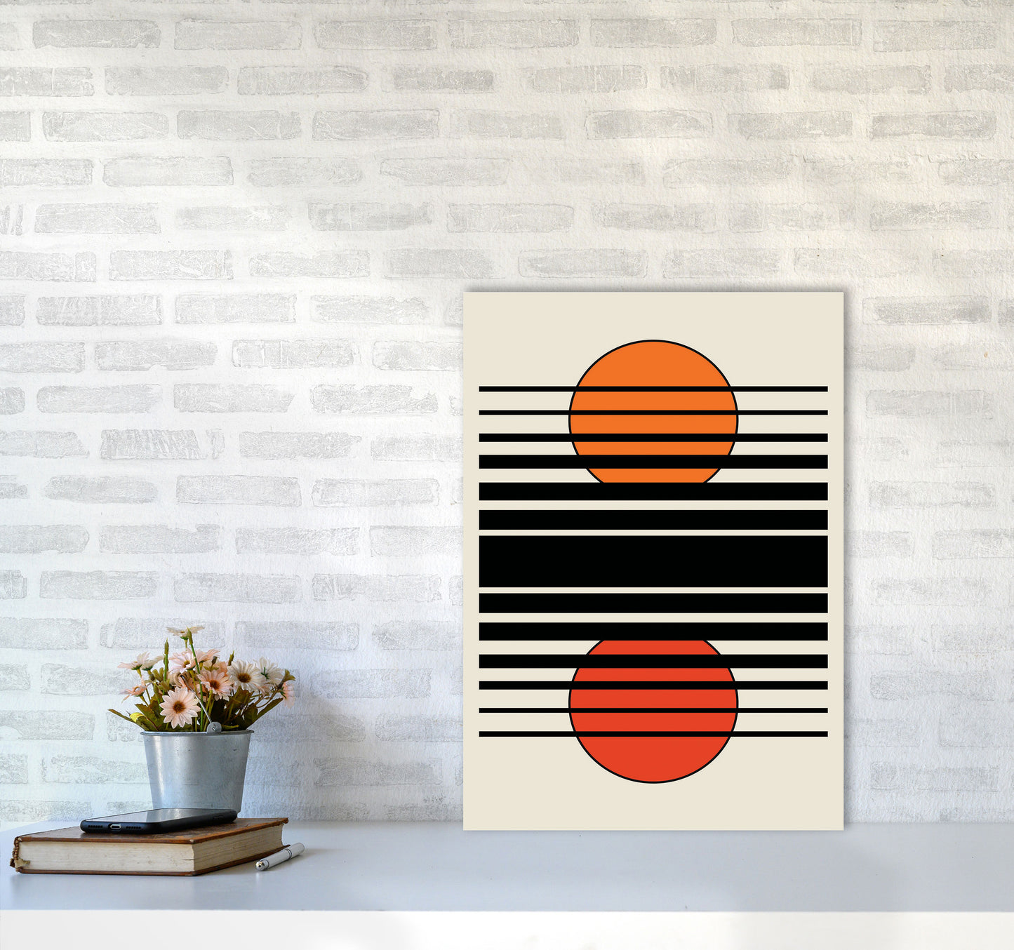 Geometric Suns II Art Print by Jason Stanley A2 Black Frame
